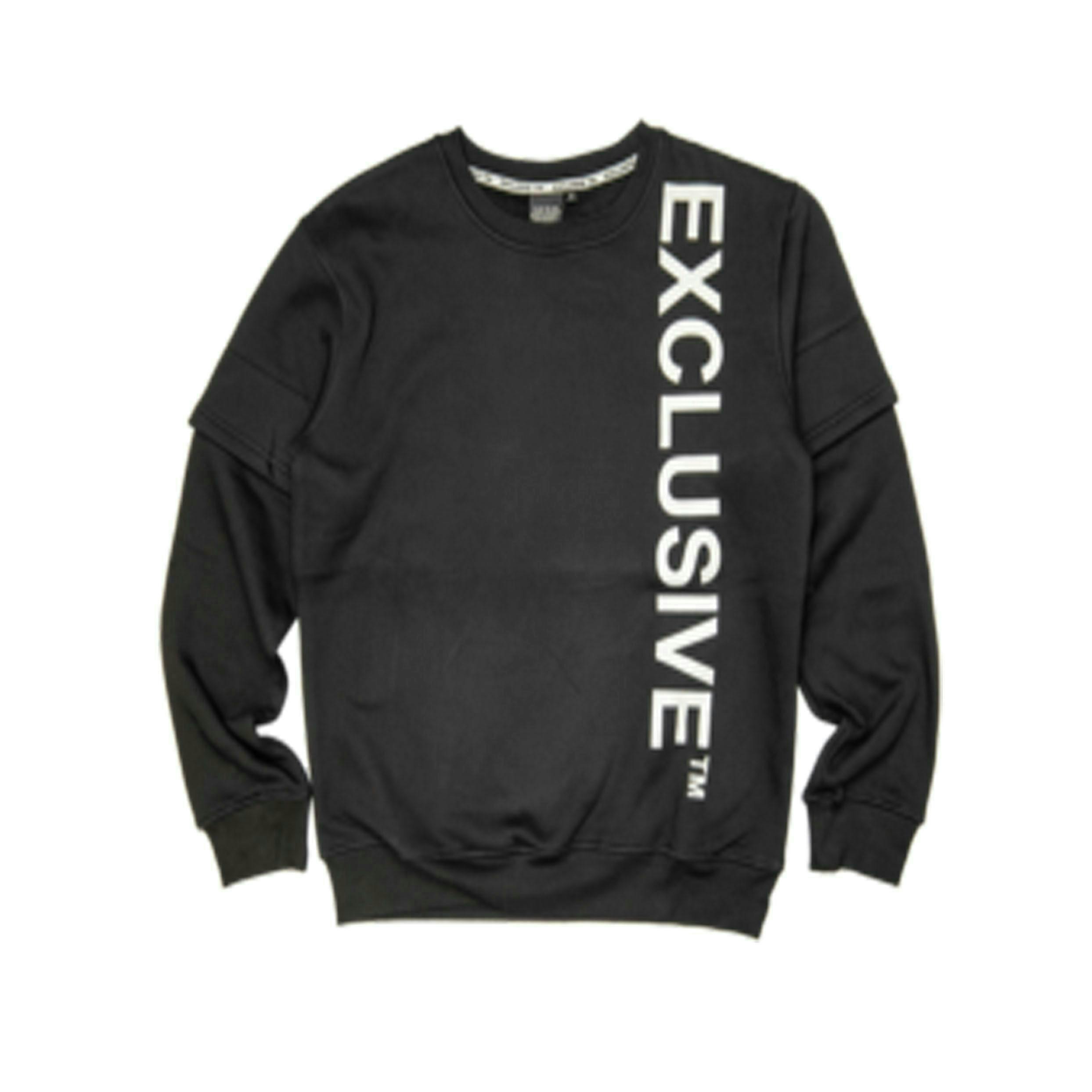 Exclusive White Logo | Black Crewneck Sweater | Large
