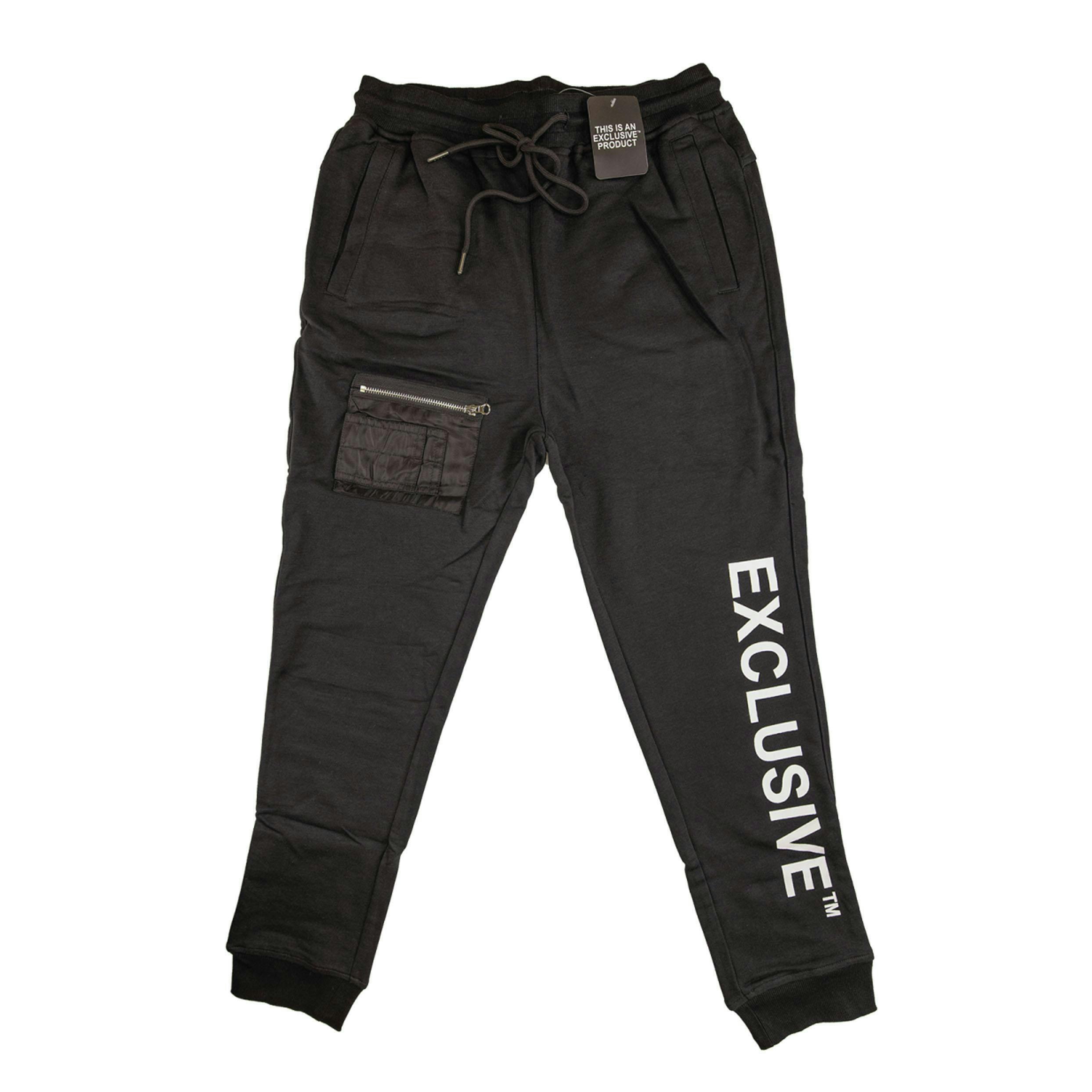 Exclusive Black Joggers with Zipper Pocket | XL