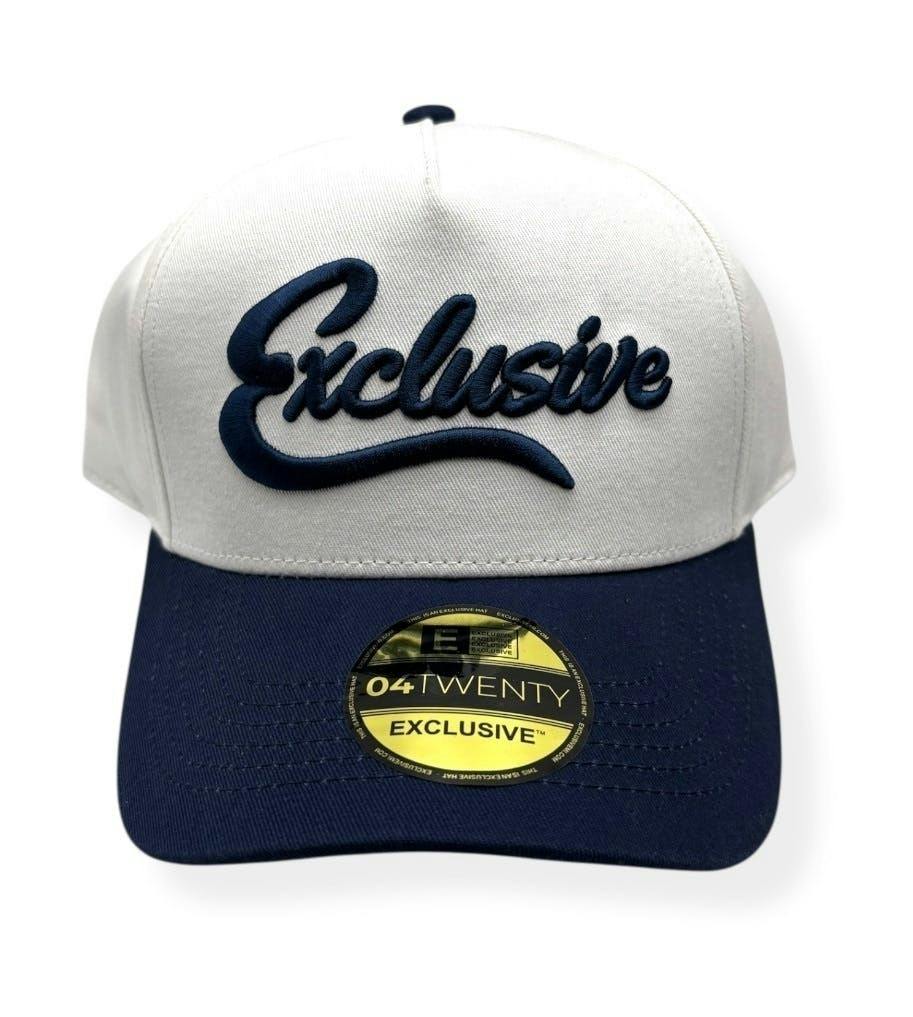 Exclusive x Crenshaw | White Baseball Hat (Navy Logo)