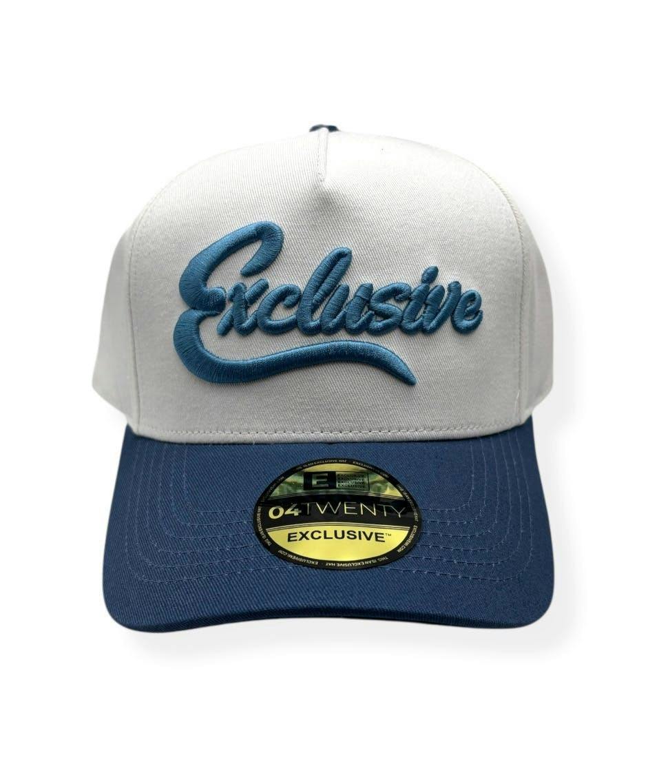 Exclusive x Crenshaw | White Baseball Hat (Powder Blue Logo)