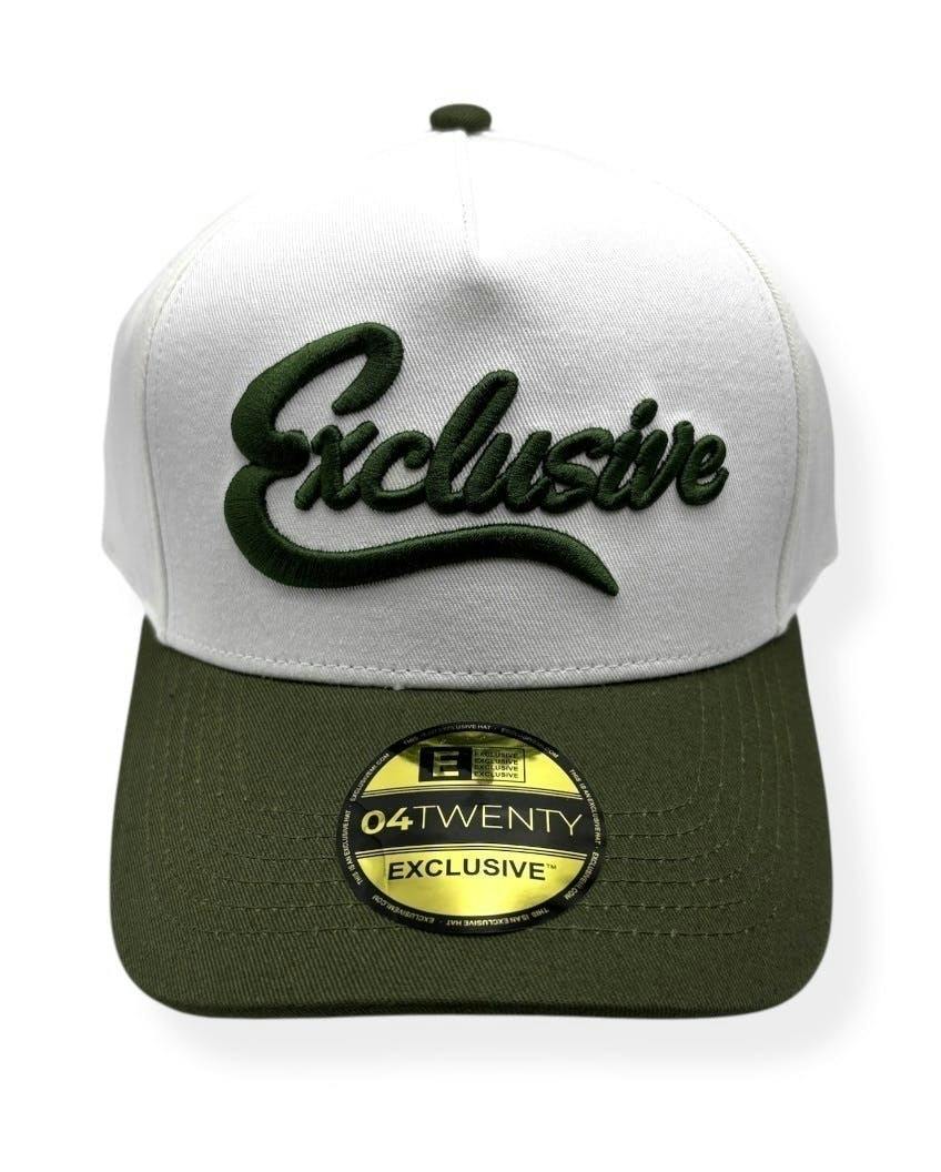 Exclusive x Crenshaw | White Baseball Hat (Olive Green Logo)