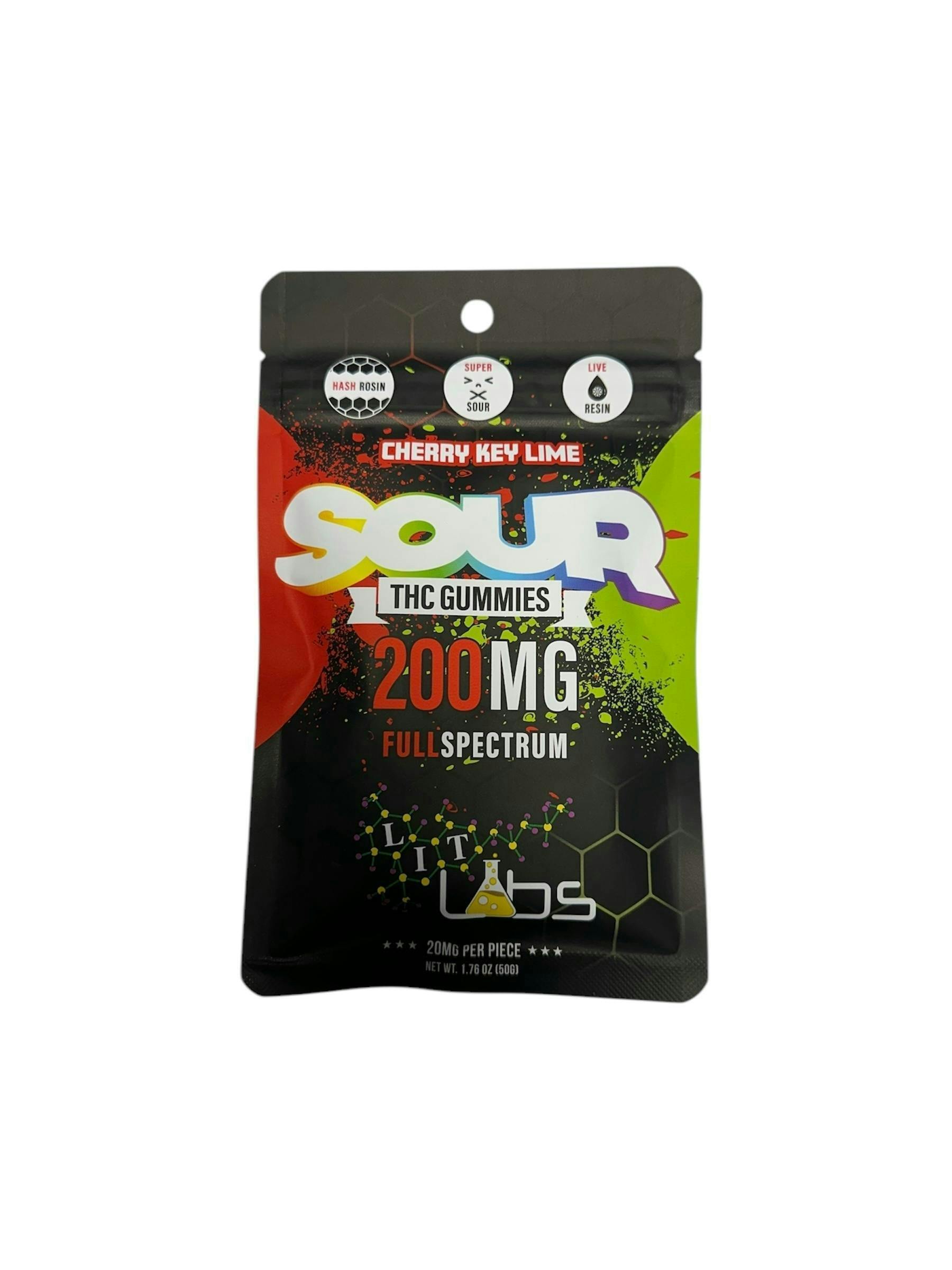 Cherry Key Lime Sour Gummies | Gummies | 10pk | 20mg/ea by Lit Labs