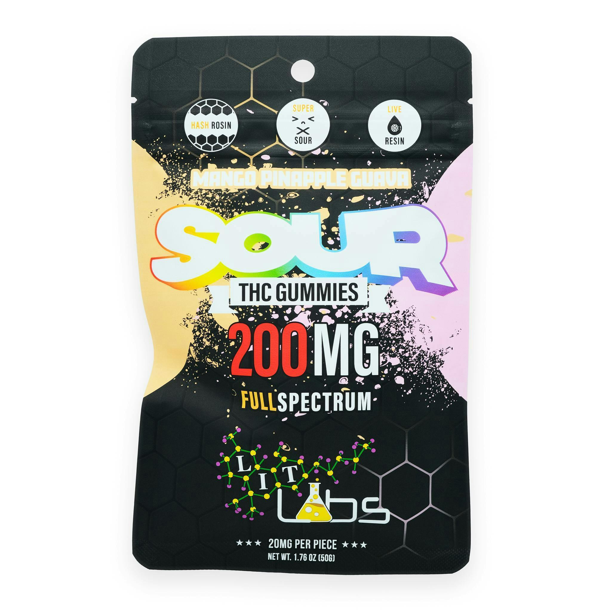 Sour Mango Pineapple Guava Gummies | Gummies | 10pk | 20mg/ea by Lit Labs