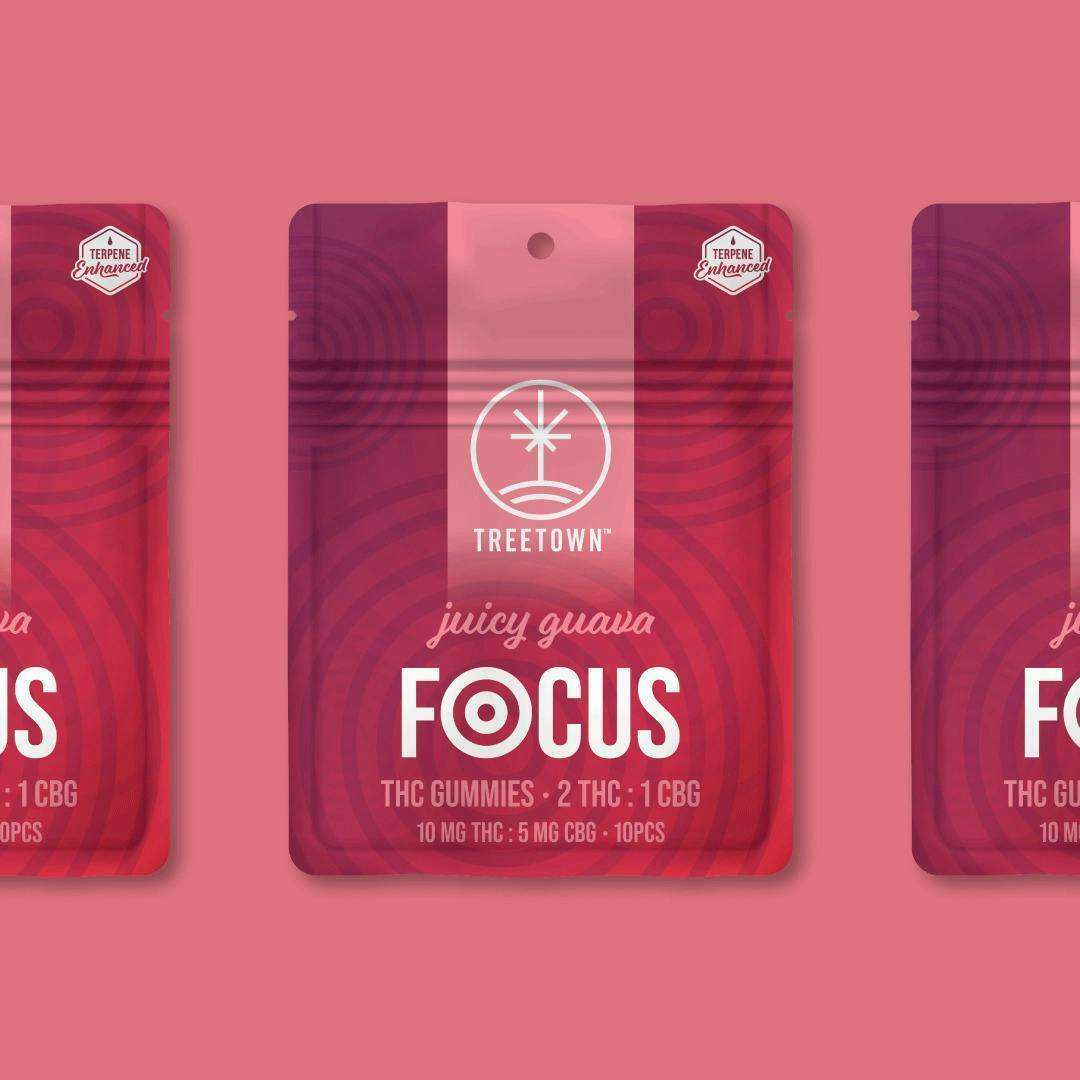 2:1 Focus Juicy Guava Gummies | 100mg | 10ct | 10mg/ea by Treetown