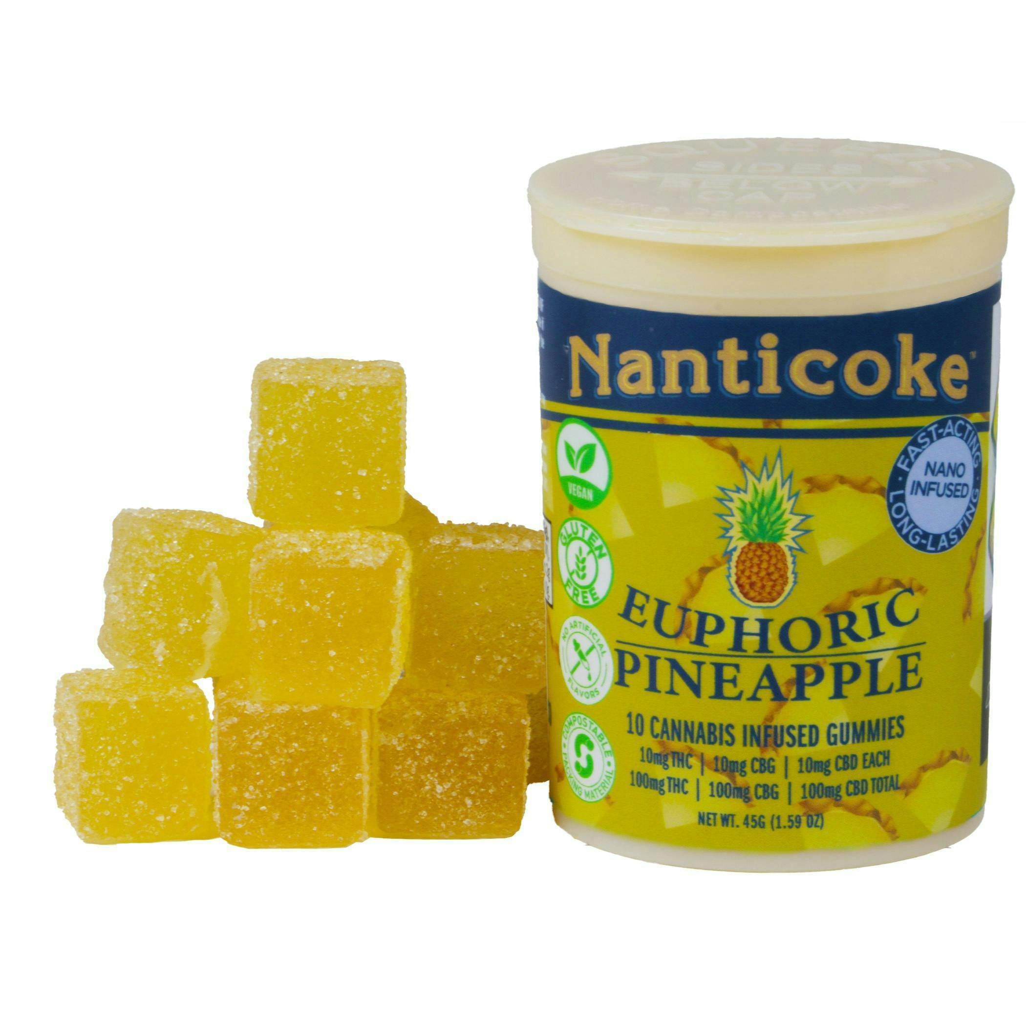 Euphoric Pineapple Gummies | 100mg | 10ct | 10mg/ea by Nanticoke