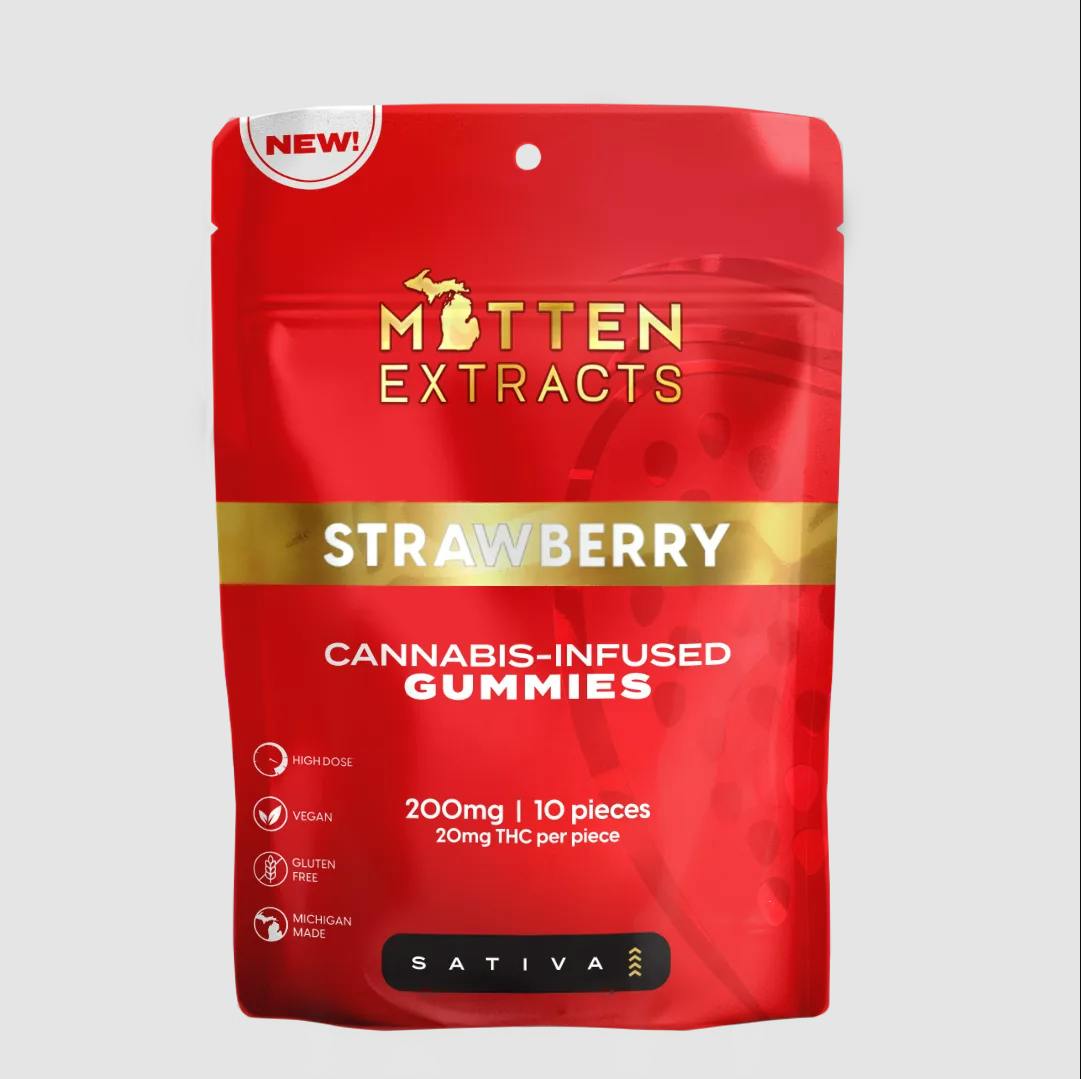 NEW! Mitten Extracts | Sativa Fruit Chews | Strawberry (200mg) | Gummies | at Heads Adrian Cannabis Dispensary