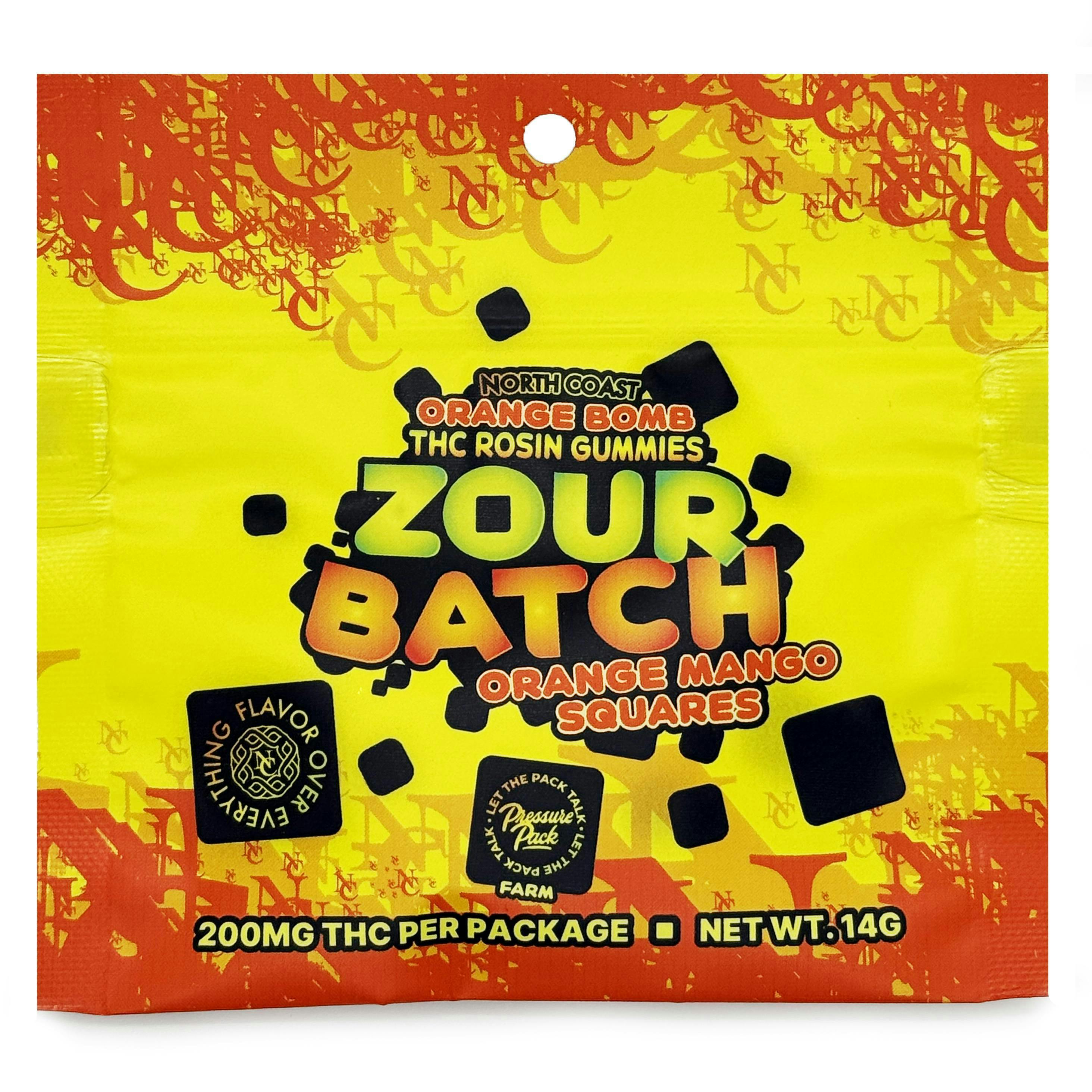 Zour Batch | Orange Bomb Orange Mango Rosin Gummies | 200mg | 5ct | 40mg/ea