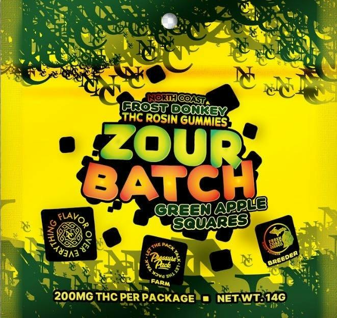Zour Batch | Frost Donkey Green Apple Rosin Gummies | 200mg | 5ct | 40mg/ea