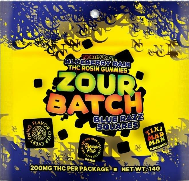 Zour Batch | Blueberry Rain Blue Razz Rosin Gummies | 200mg | 5ct | 40mg/ea