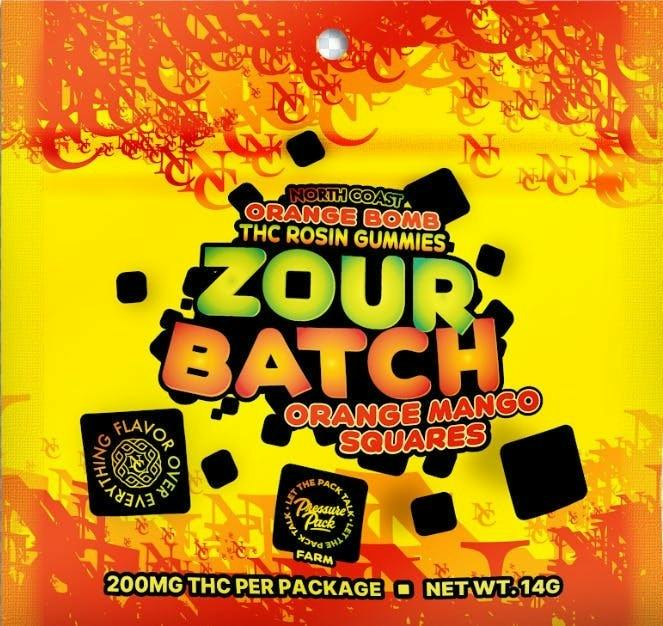 Zour Batch | Orange Bomb Orange Mango Rosin Gummies | 200mg | 5ct | 40mg/ea