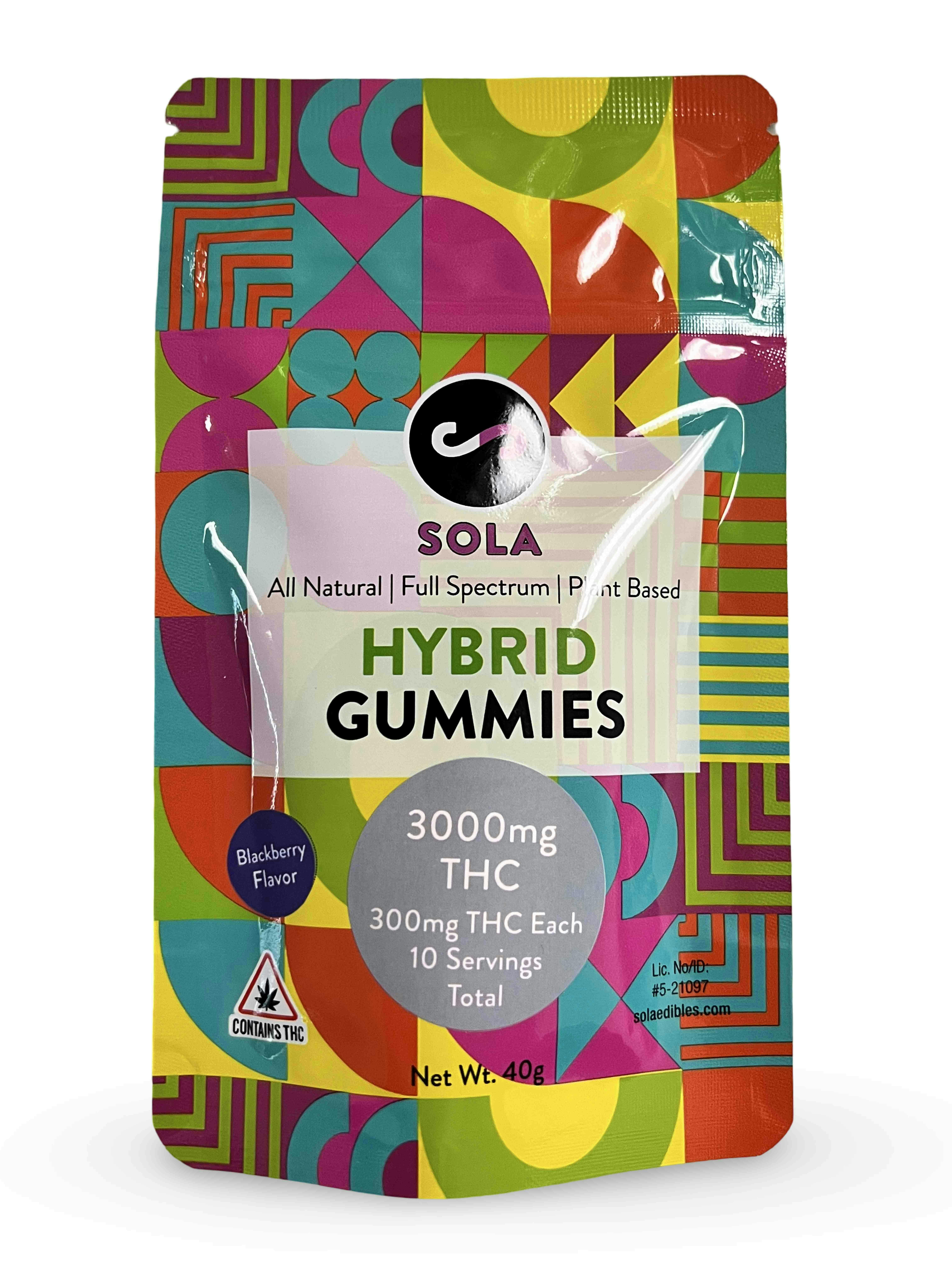 3000mg Hybrid Gummies - Blue Razz Flavor (Sola Edibles) by Indico