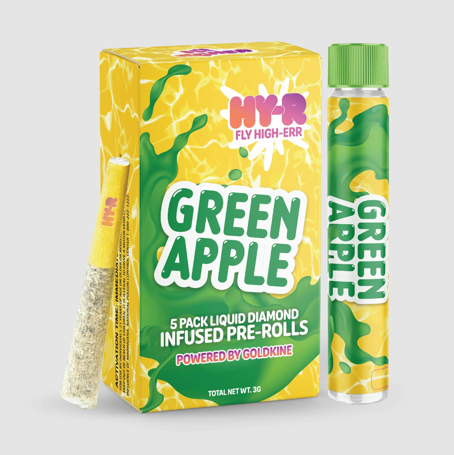 Green Apple | Hy-R Infused Pre-rolls | 0.6g each | 5pk by Goldkine