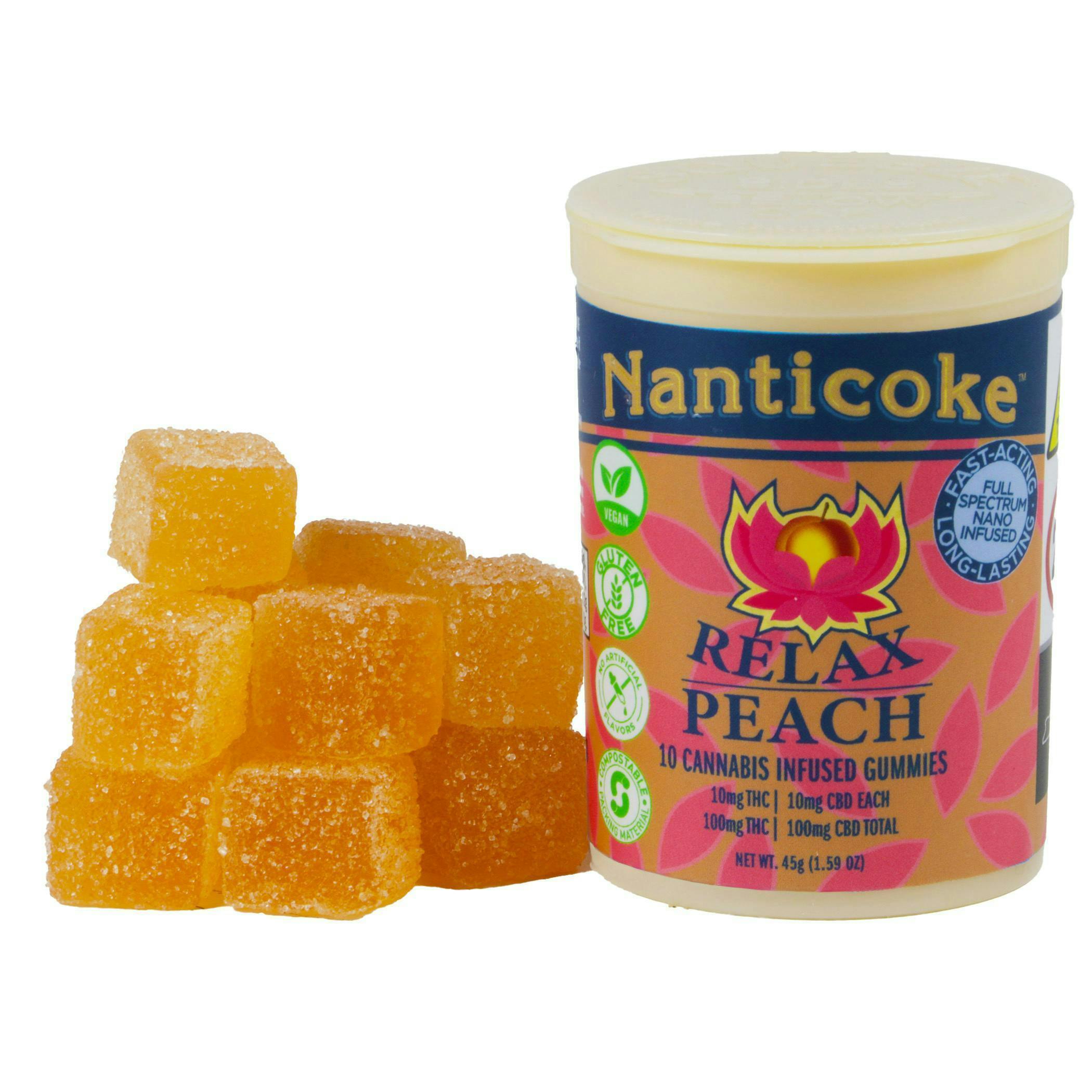 Peach OG Relax Gummies | 100mg | 10ct | 10mg/ea by Nanticoke