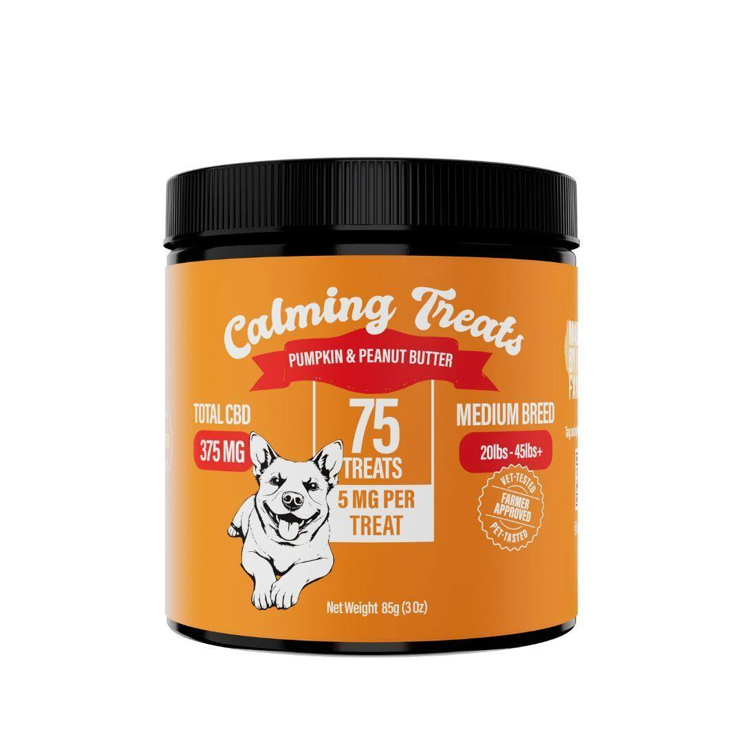 Calming Pet CBD Medium Dog Treats | 375mg CBD | 75 ct | 5mg/ea by Made By A Farmer