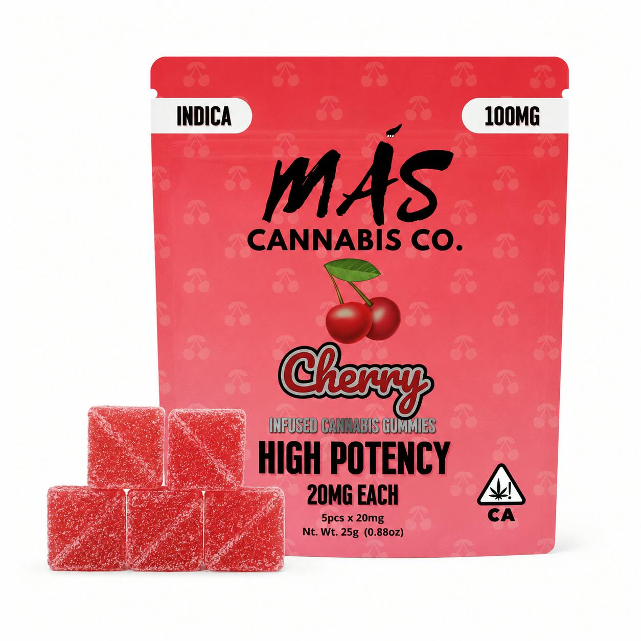 Más 100mg | Indica Cherry | High-Dose Gummies (20mg each)