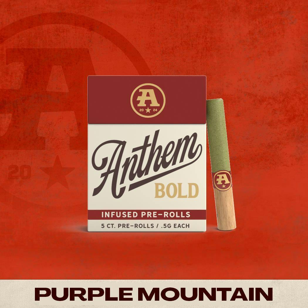 Bold Wood Tip Infused Purple Mountain Pre-Roll pack 2.5g (0.5g ea | 5 pack) by Anthem