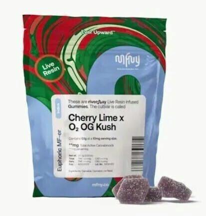 Cherry Lime x O2 OG Kush Live Resin Gummies | Gummies | 10pk | 10mg/ea at Wild Flower Dispensary