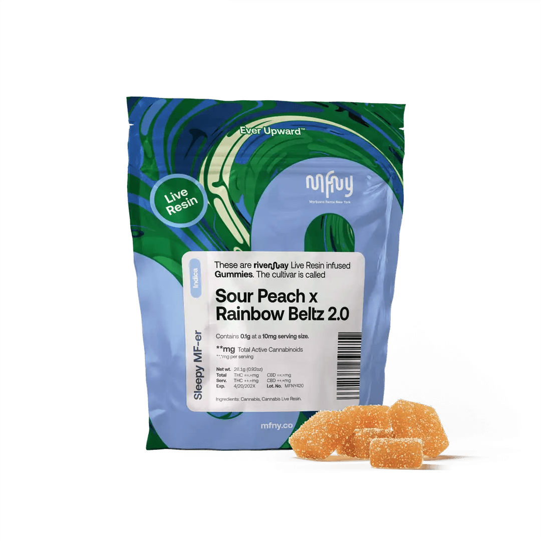 Sour Peach x Rainbow Beltz 2.0 Live Rosin Gummies | Gummies | 10pk | 10mg/e by MFNY