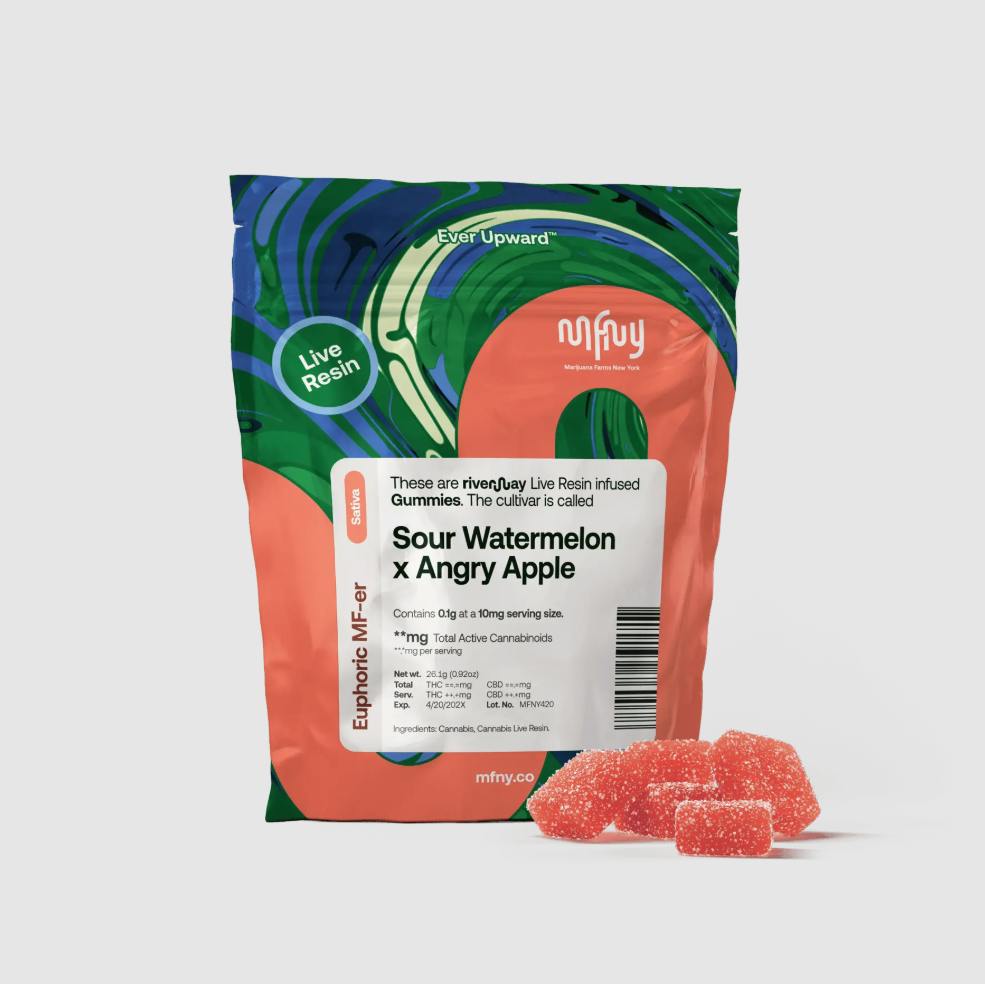 Sour Watermelon x Angry Apple Live Resin Gummies | 100mg | 10ct | 10mg/ea by MFNY