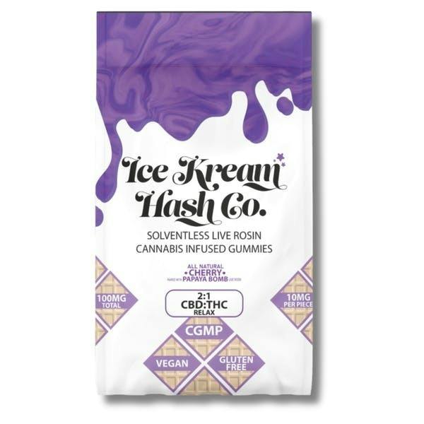 Cherry 2:1 CBD:THC Live Rosin Gummies | 100mg THC | 10ct | 10mg/ea by Ice Kream Hash Co.