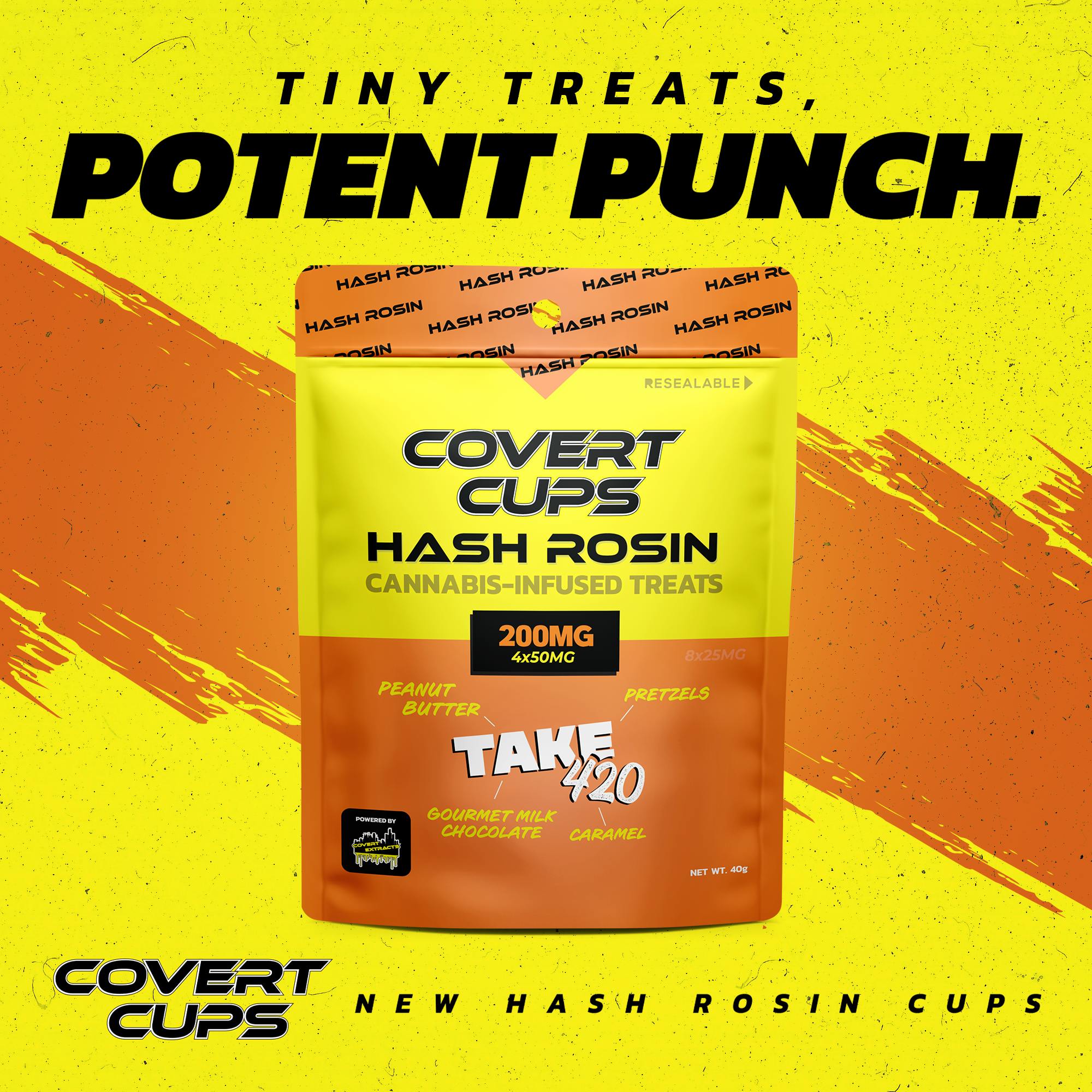 Take 420 4 Pack - 200MG Hash Rosin Chocolate Cups - Covert Cups - REC