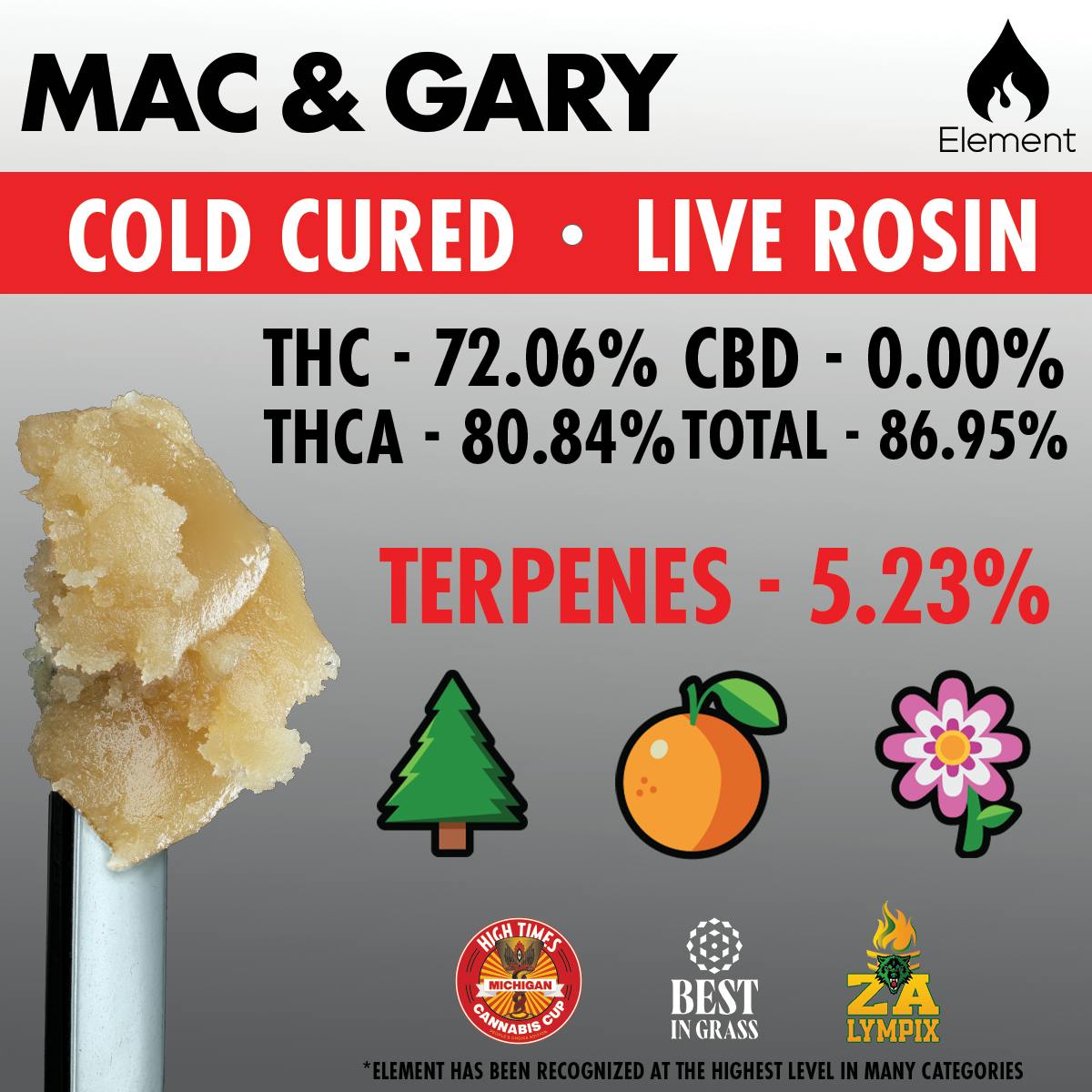 Element Live Rosin 1g - Mac and Gary