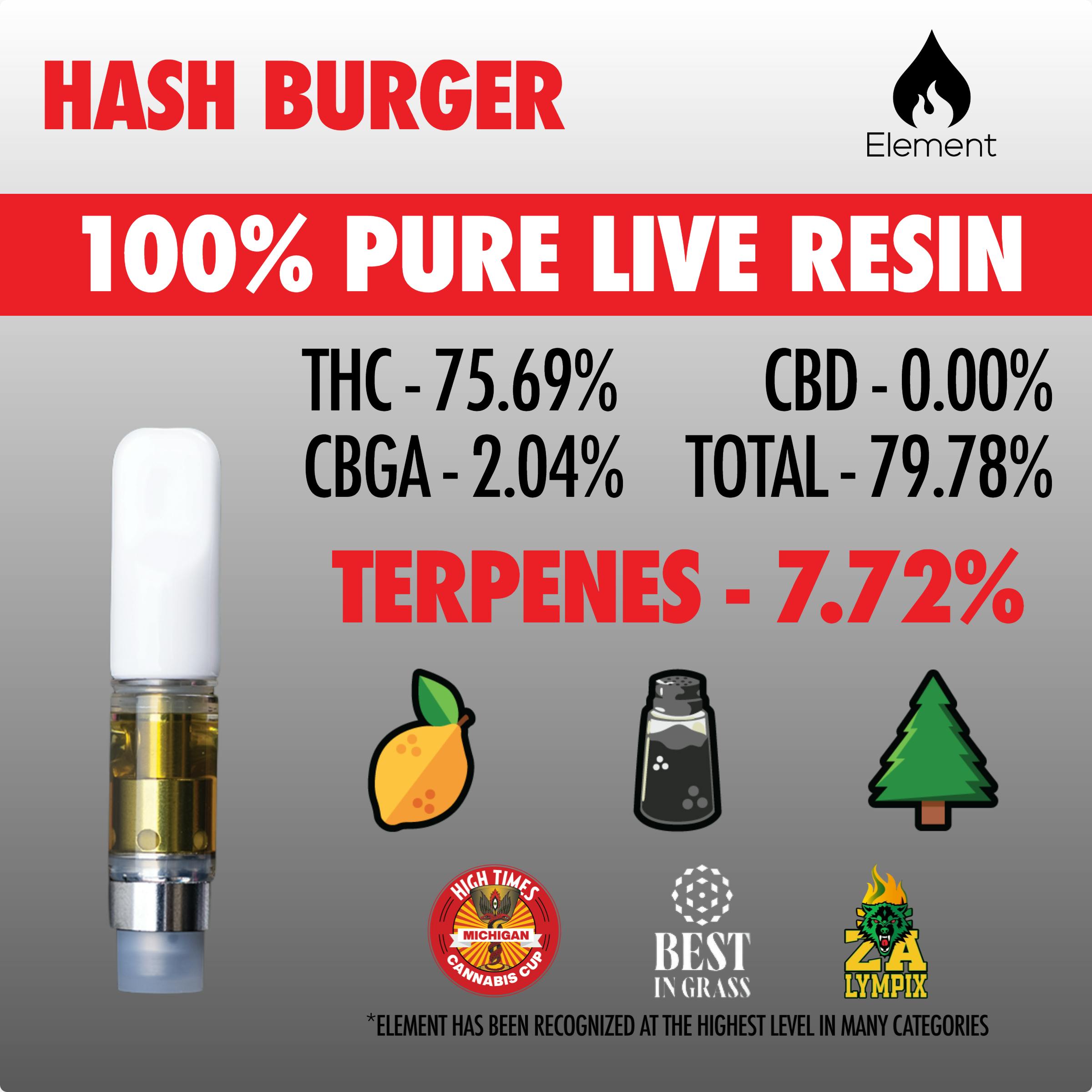 Element Pure Live Cart 1g - Hash Burger by Element