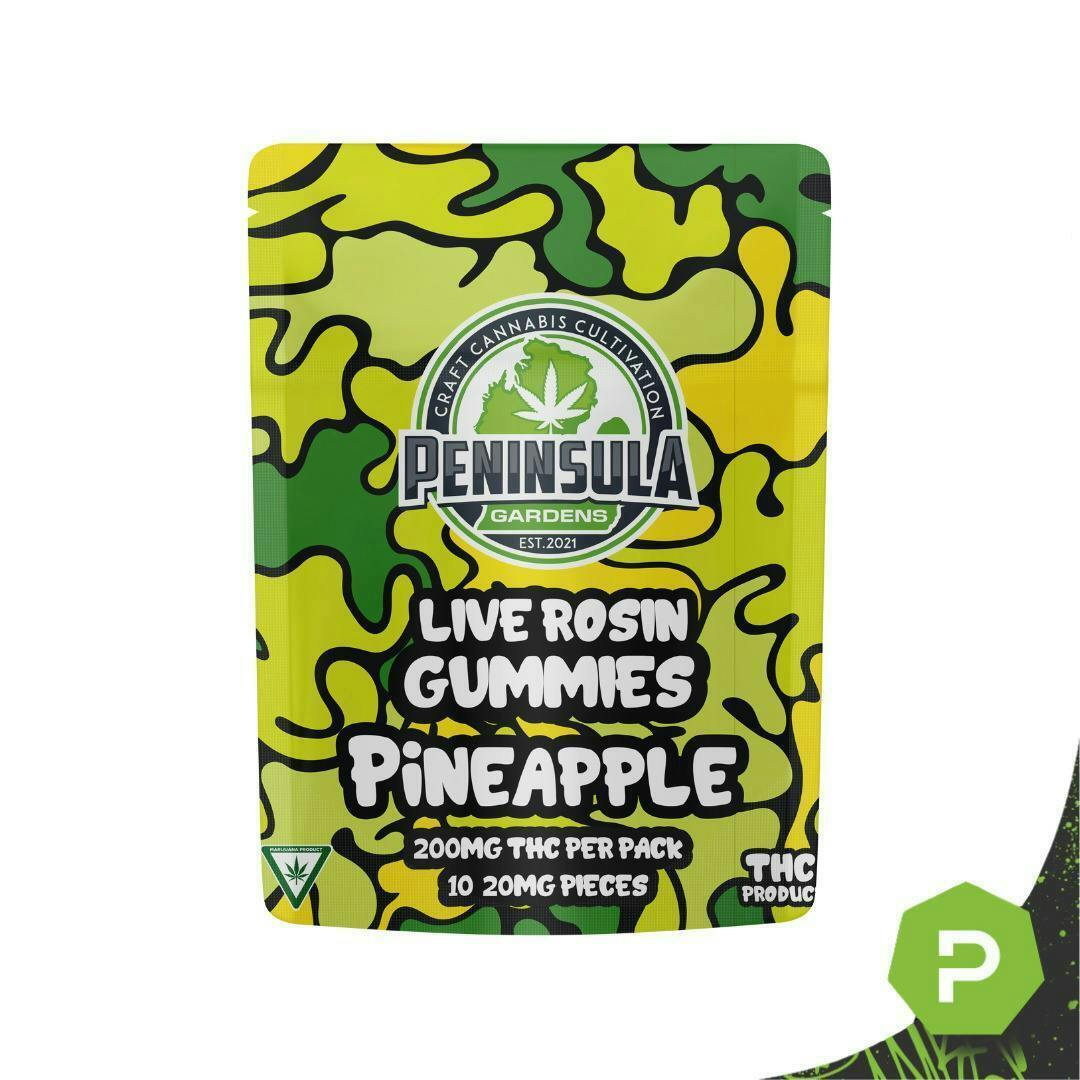 Pineapple Live Rosin Gummies | 200mg | 10ct | 20mg/ea