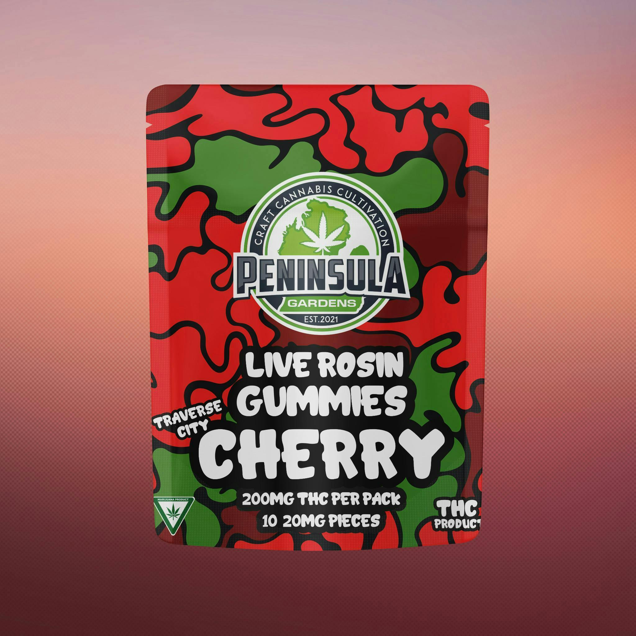 Cherry Live Rosin Gummies | 200mg | 10ct | 20mg/ea by Peninsula Gardens