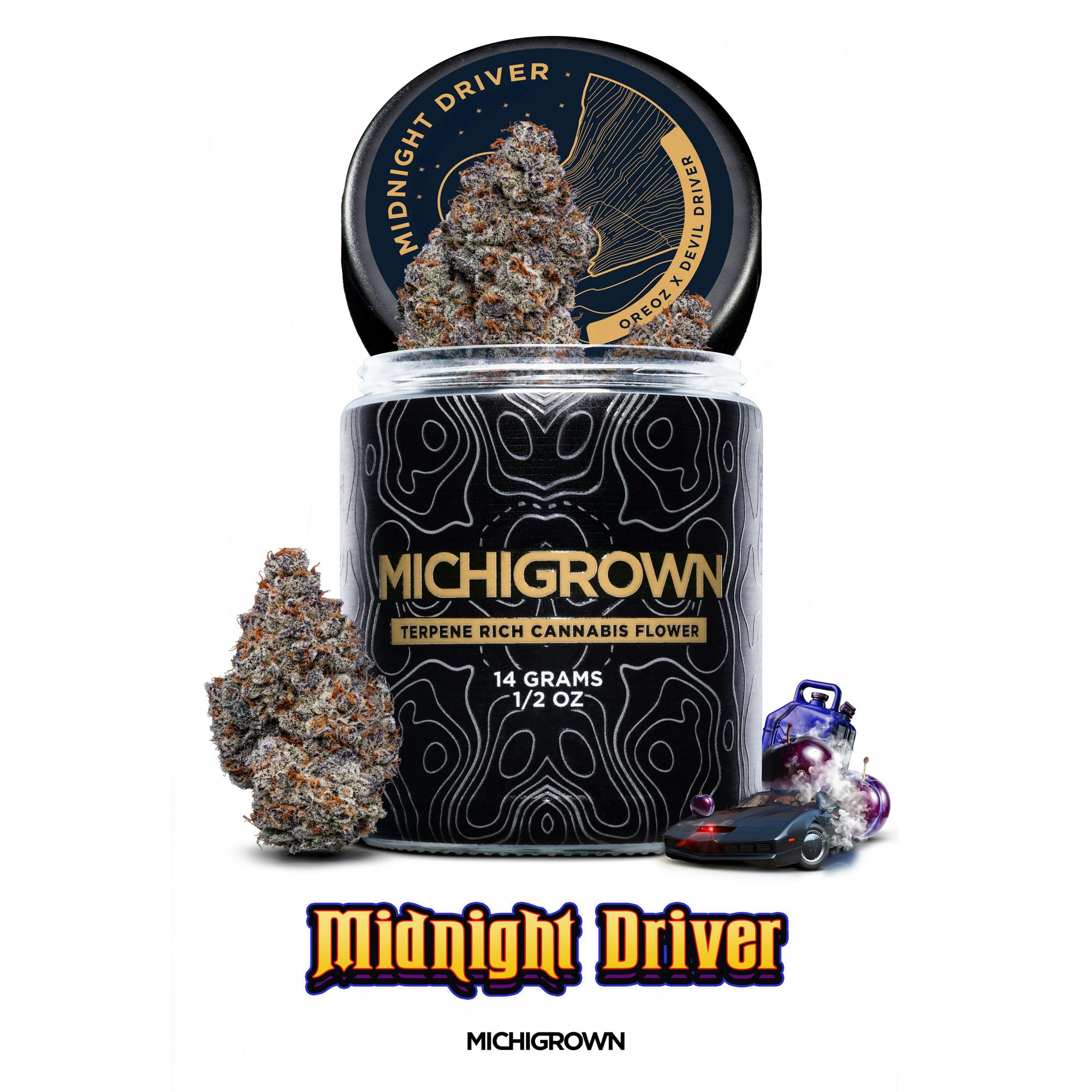 MIDNIGHT DRIVER - 14 GRAMS - PREMIUM FLOWER - JARS by MICHIGROWN