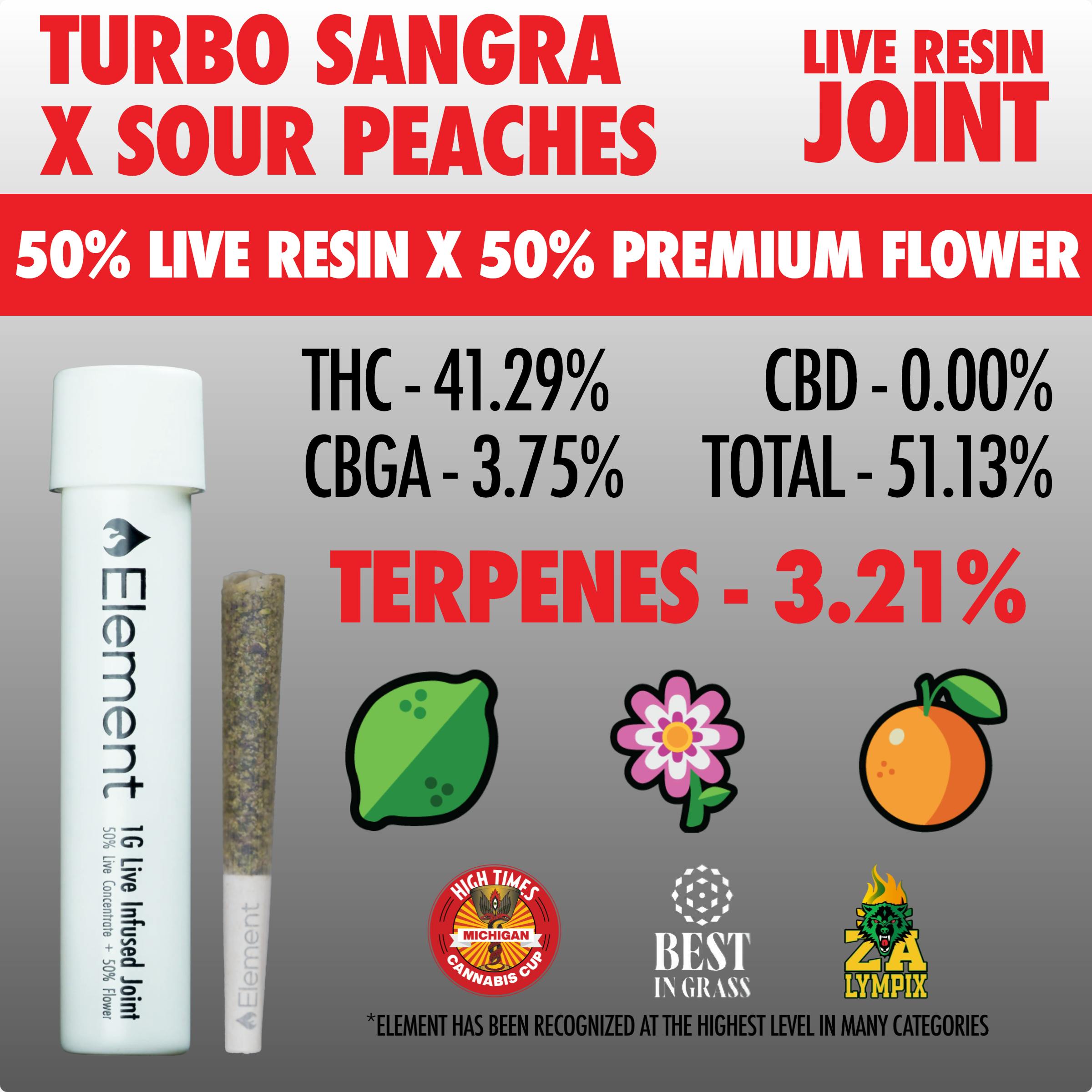 Element x KAI - Live Resin Joint 1g - Turbo Sangria x Sour Peaches