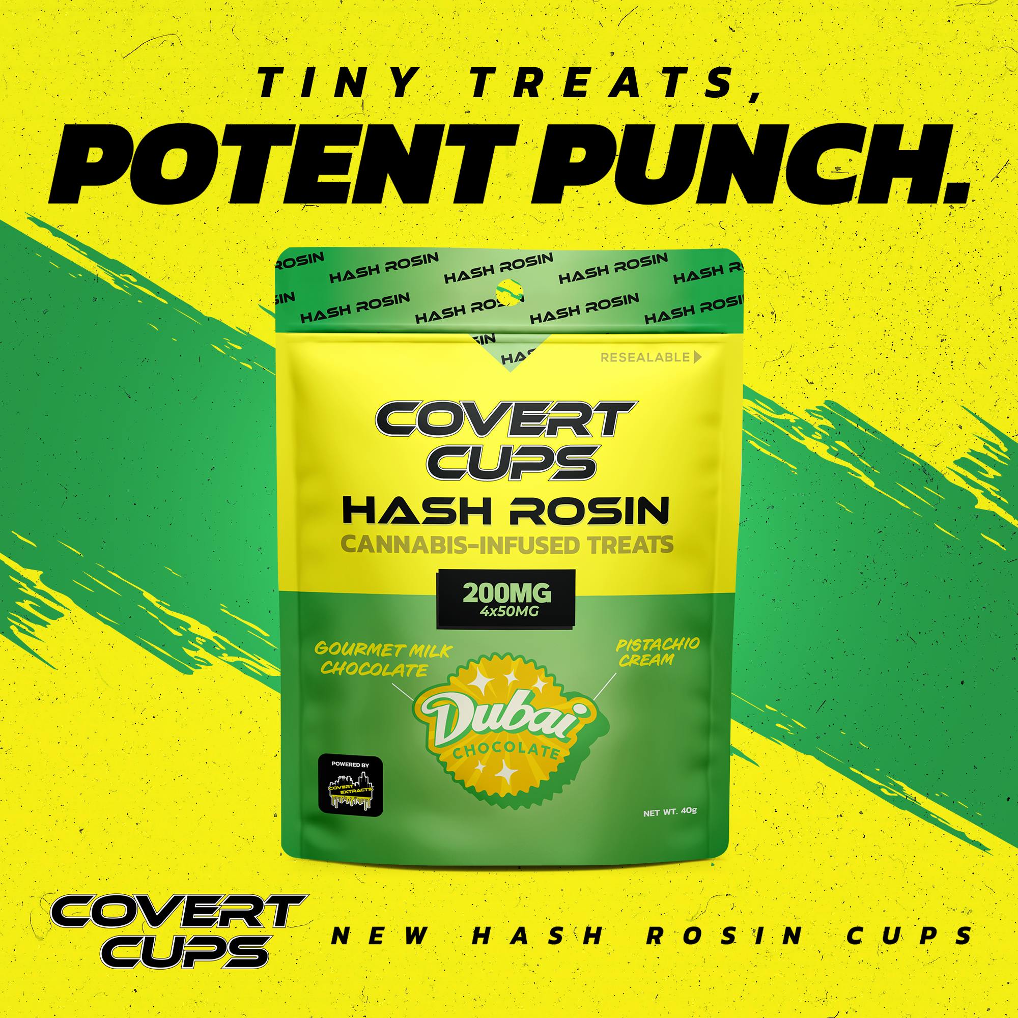 Dubai Chocolate 4 Pack-200MG Hash Rosin Chocolate Cups - Covert Cups - REC by Covert Cups