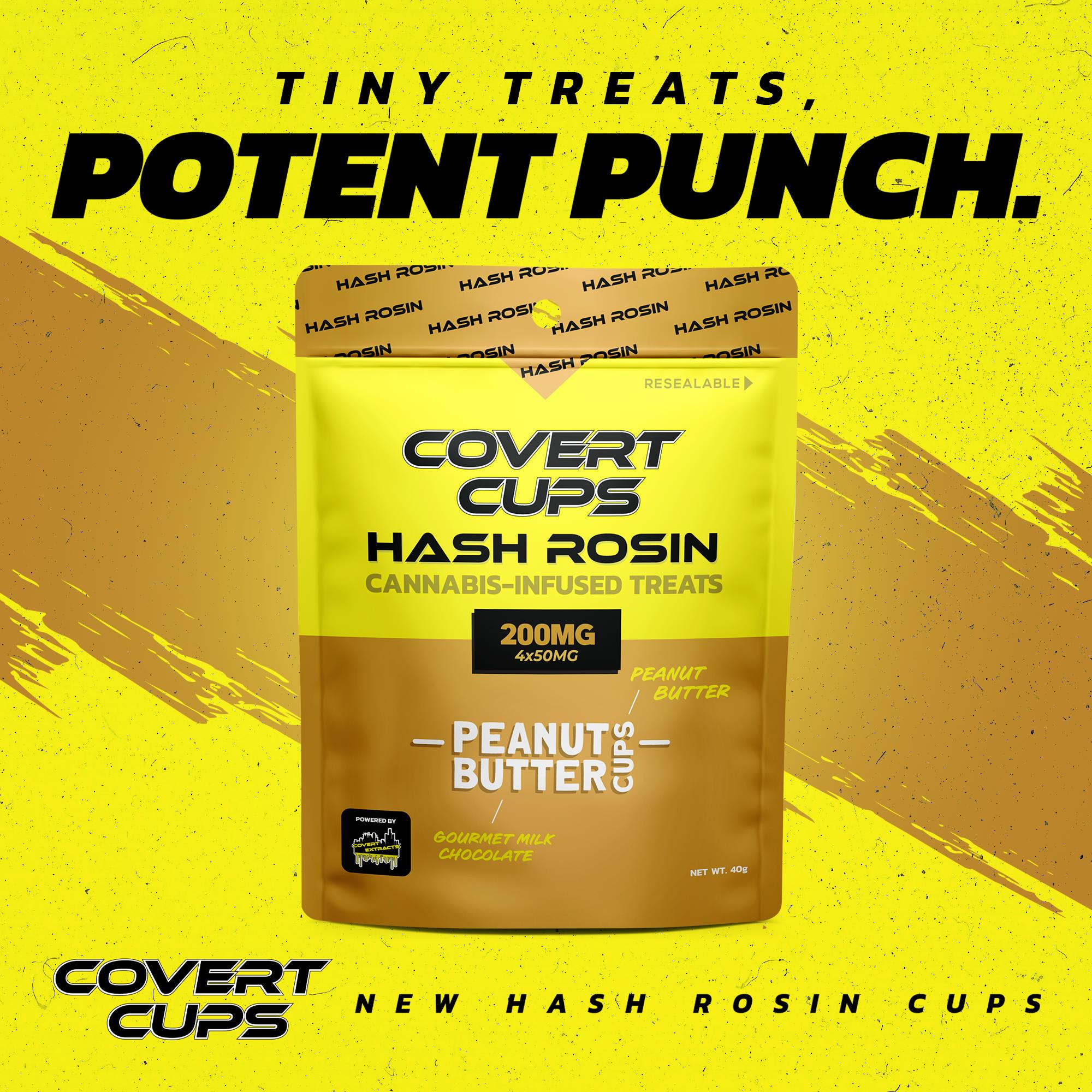 Peanut Butter 4 Pack-200MG Hash Rosin Chocolate Cups - Covert Cups - REC
