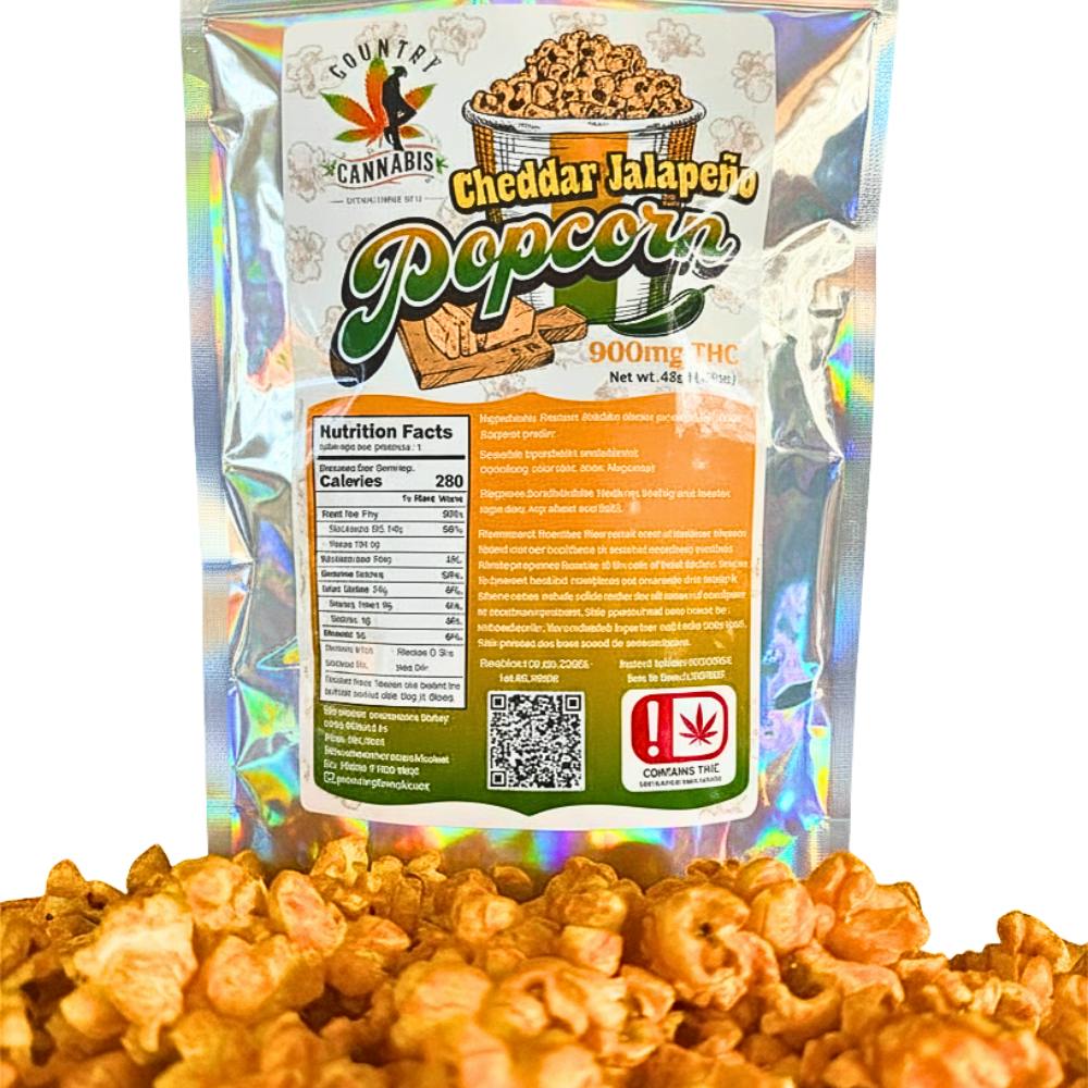 Cheddar Jalapeño Popcorn | Snack | 900mg THC