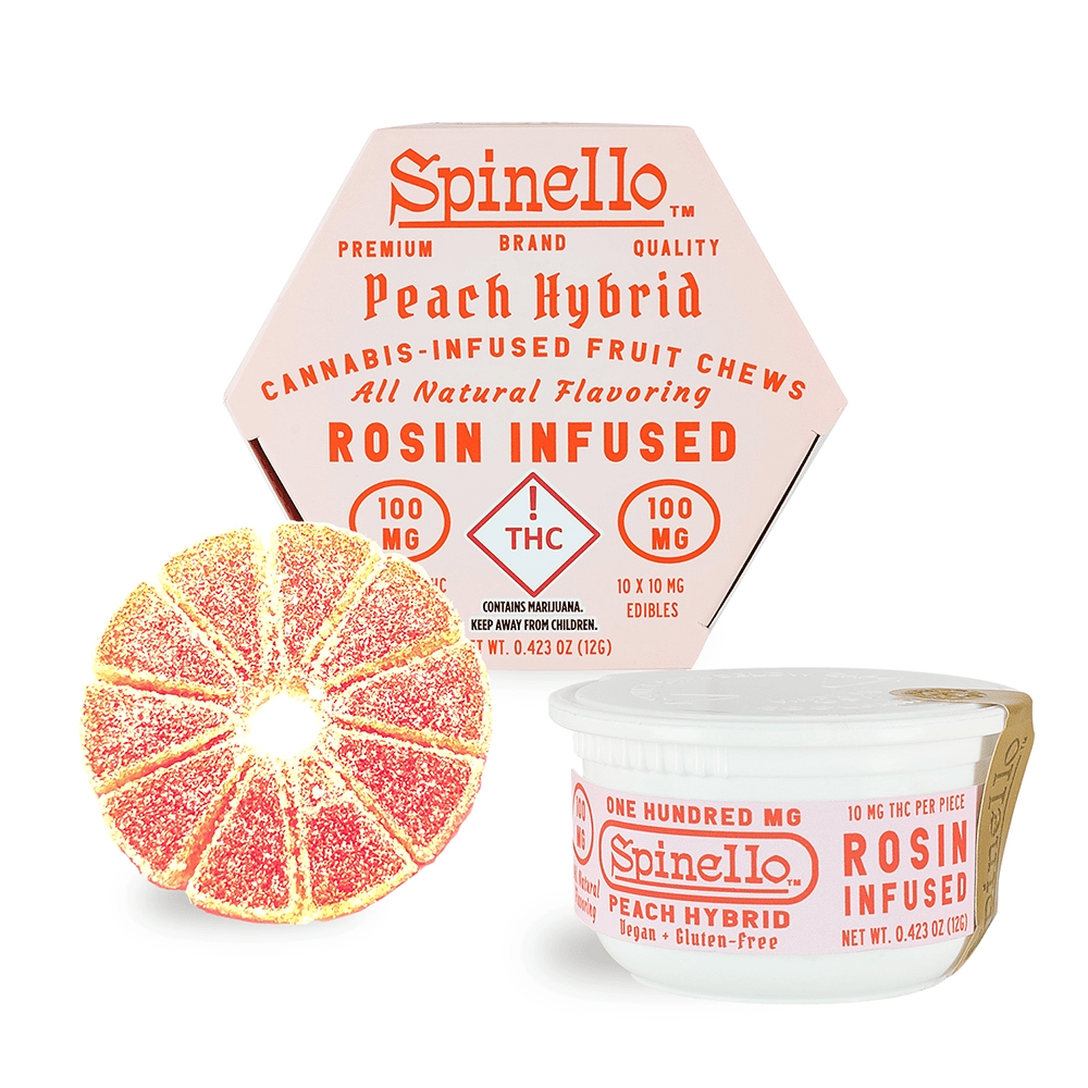 Peach Hybrid Rosin Infused Fruit Chews: 10mg/ea