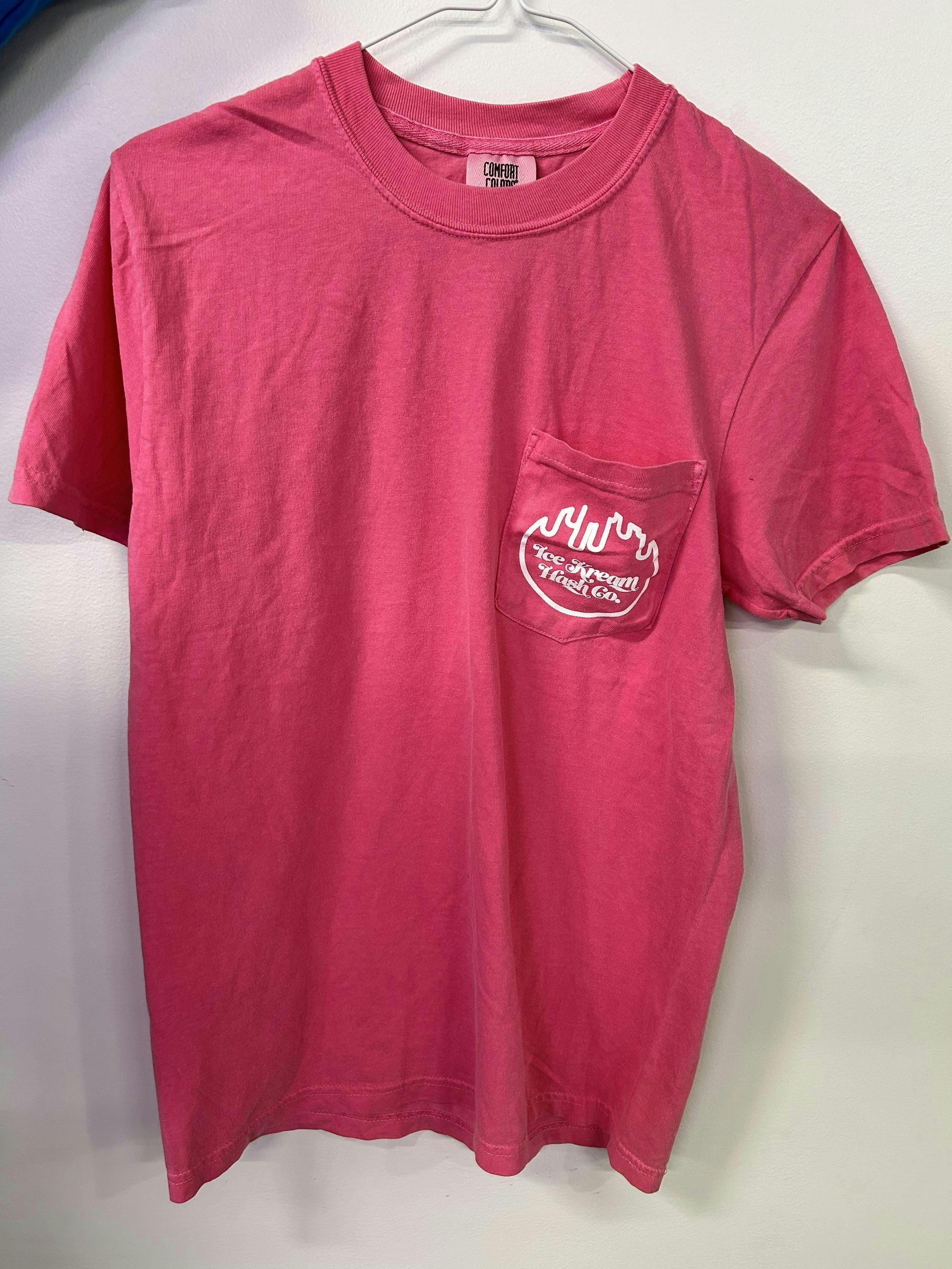 White Logo Pink Pocket Tee