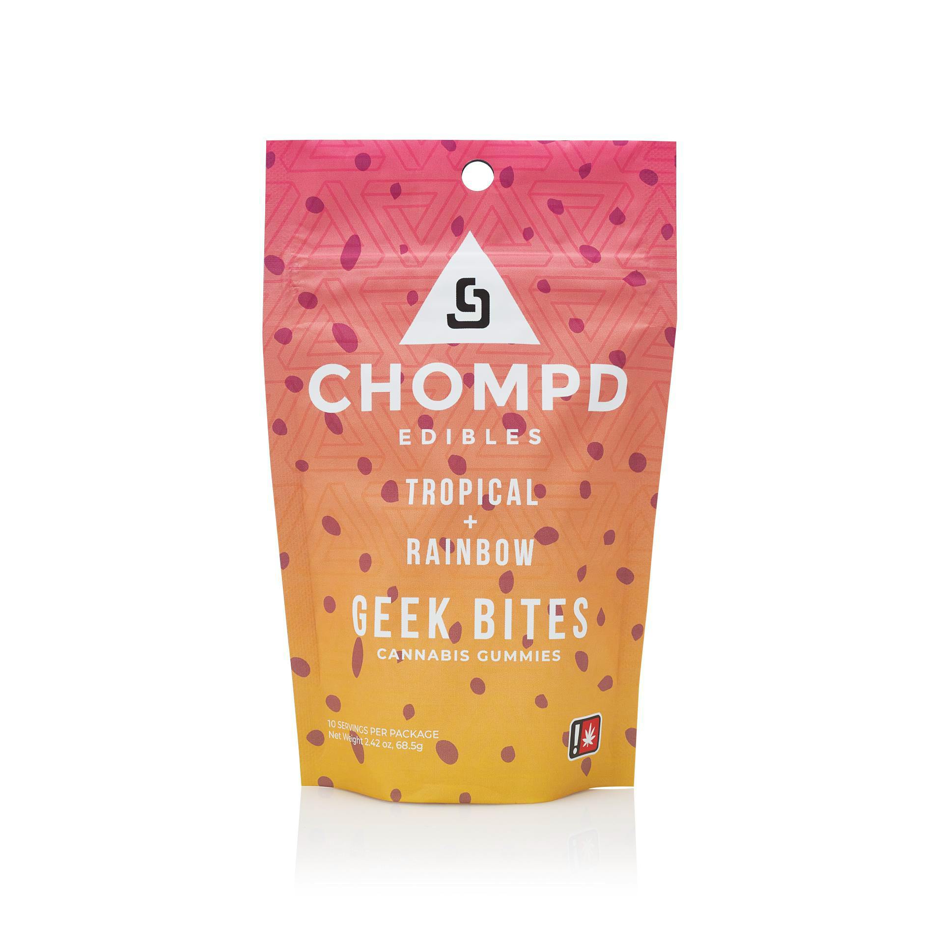 Tropical Rainbow Geek Bites 100mg| Hybrid| Chompd | Chocolates | 10pk | 10. cannabis product