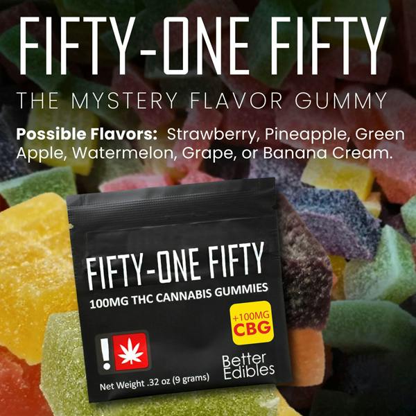 1:1 THC:CBG "Fifty-One Fifty" 100mg Gummy from Better Edibles | Gummies | 1 at La Mota - Gold Beach