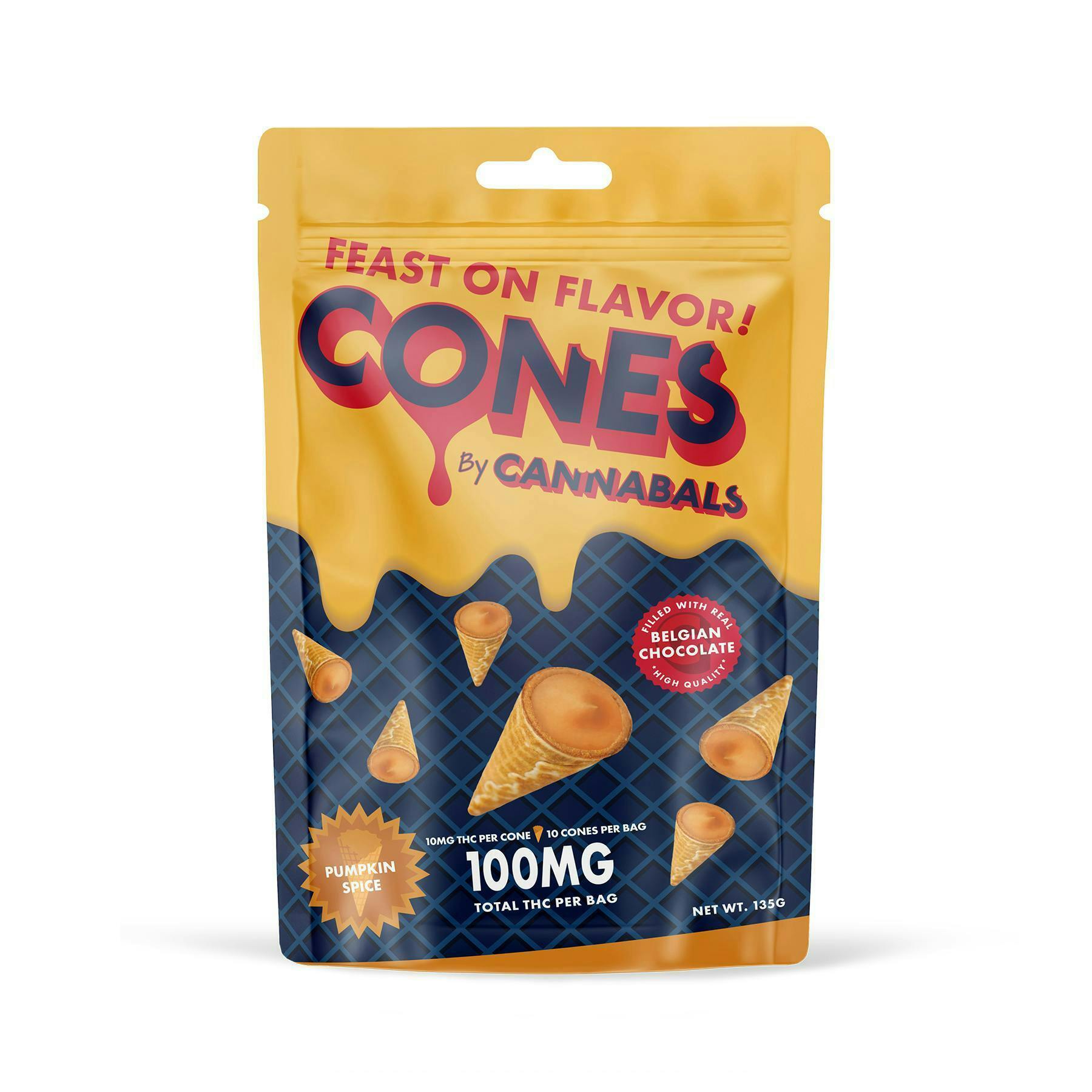 Pumpkin Spice Waffle Cone Bites | 100mg | 10ct | 10mg/ea by Cannabals