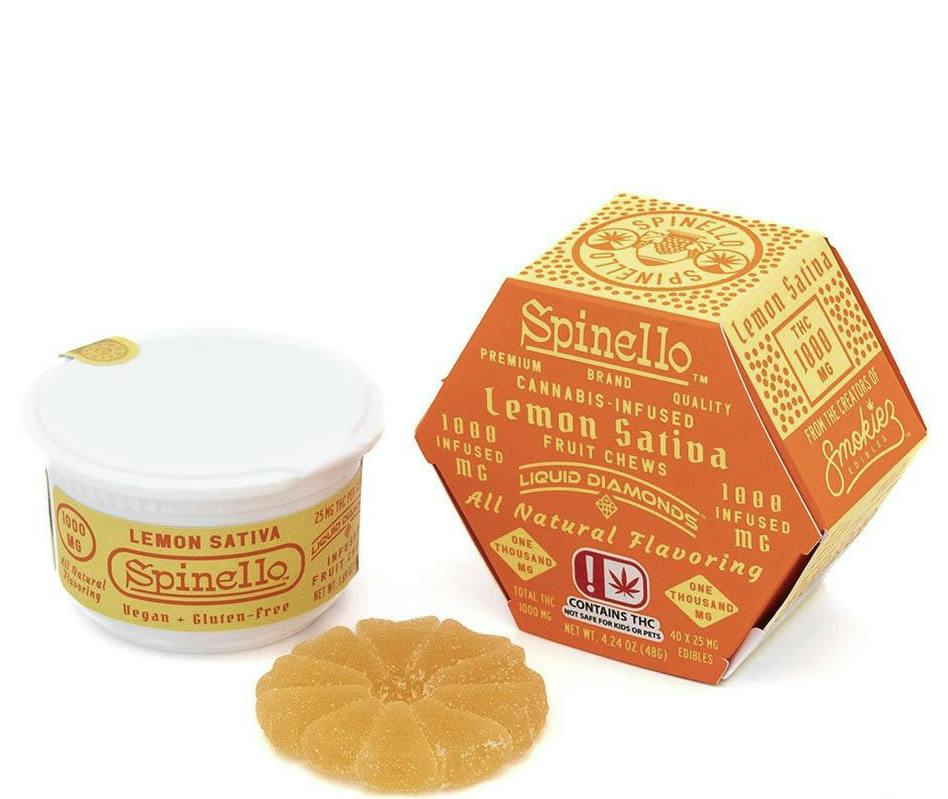 Lemon Sativa Liquid Diamond Fruit Chews | 1000mg | 40ct | 25mg/ea