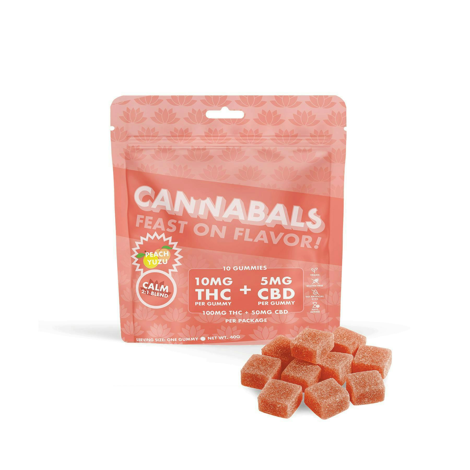 Peach Yuzu Gummies | 100mg | 10ct | 10mg/ea by Cannabals