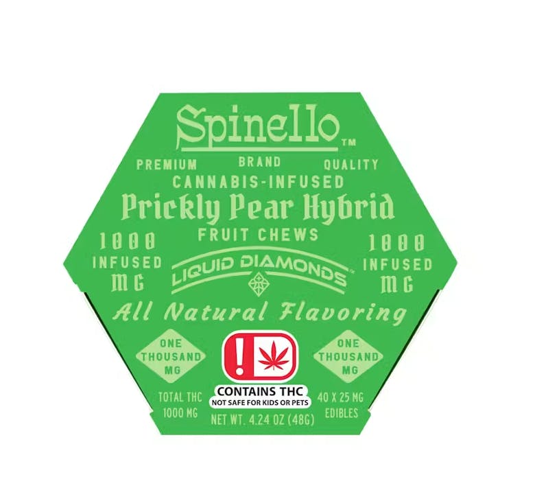 Prickly Pear Hybrid Liquid Diamond Fruit Chews | 1000mg | 40ct | 25mg/ea
