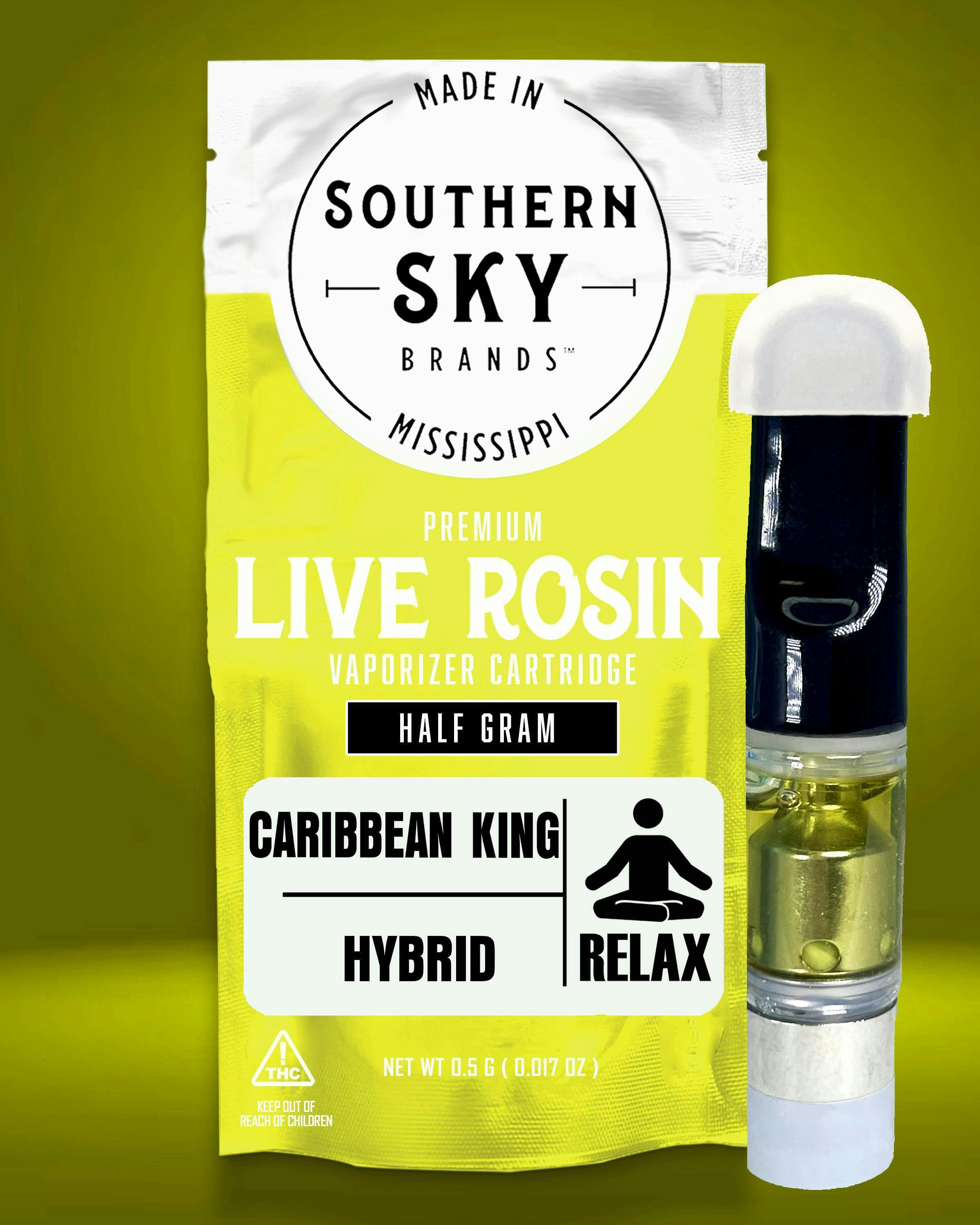 Caribbean King | Live Rosin Cartridge | 0.5g by Southern Sky Brands