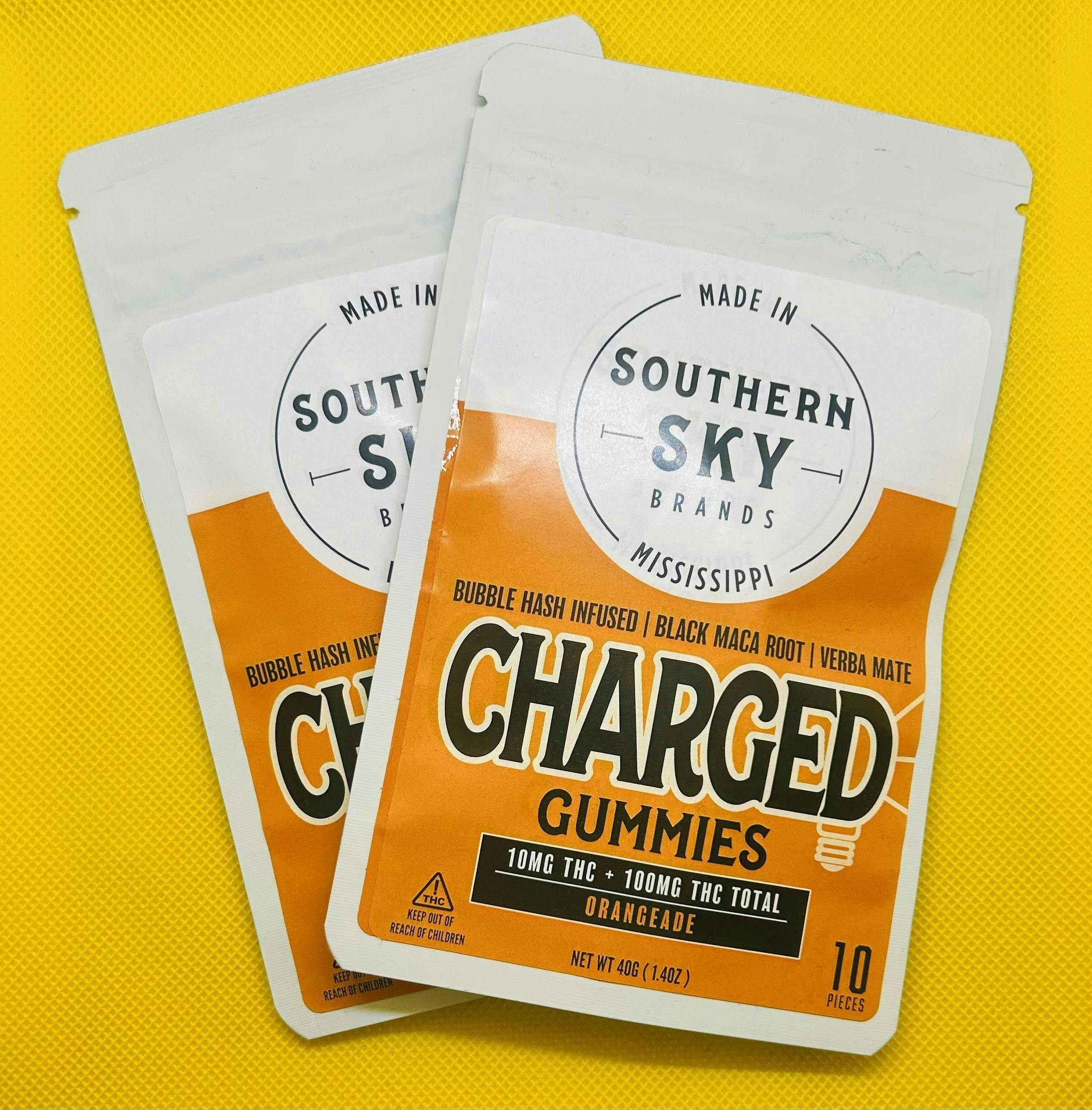 Charged Orangeade Bubble Hash Gummies | 100mg | 10ct | 10mg/ea by Southern Sky Brands