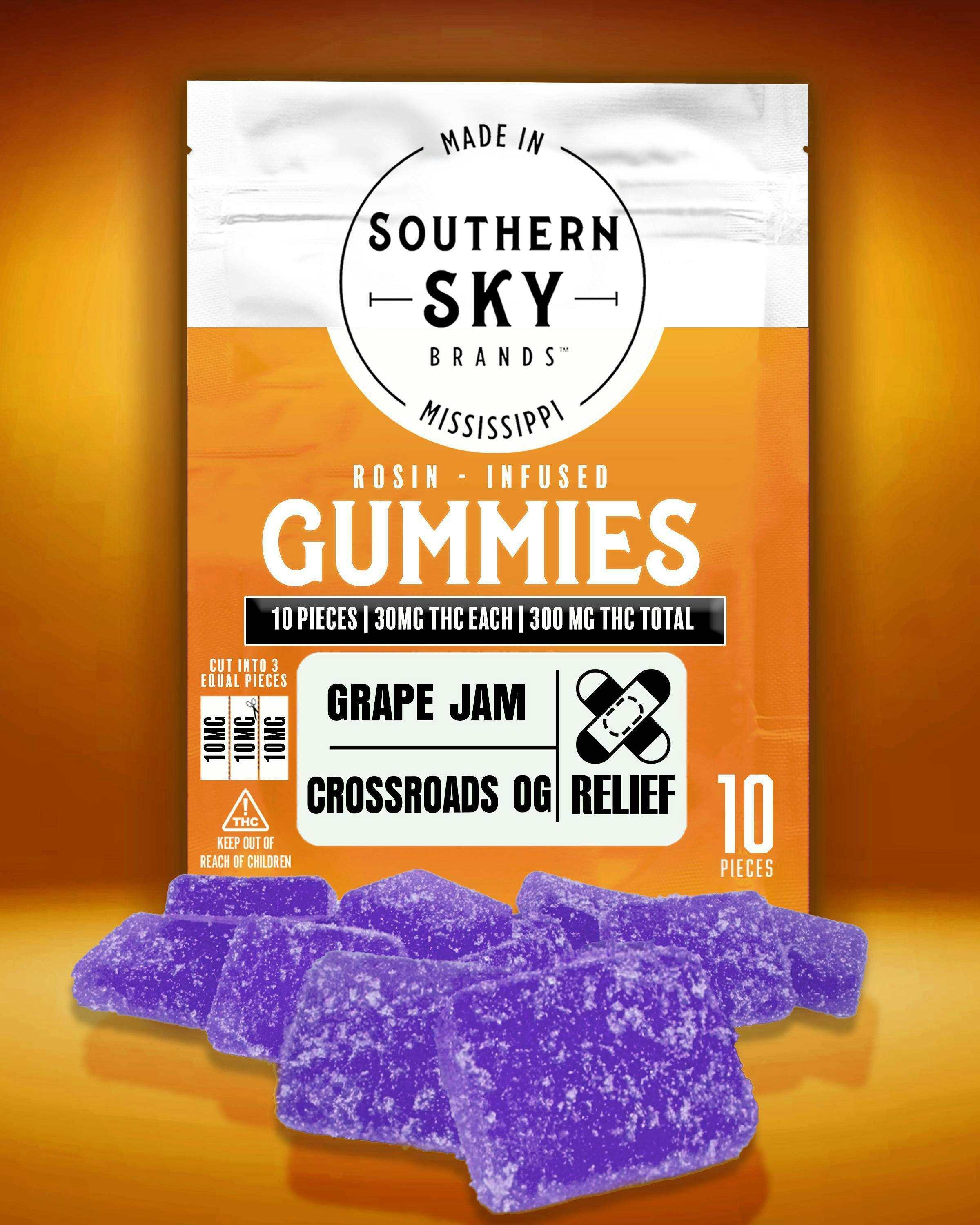 Grape Jam x   Rosin Gummies · 300mg · 10ct · 30mg/ea