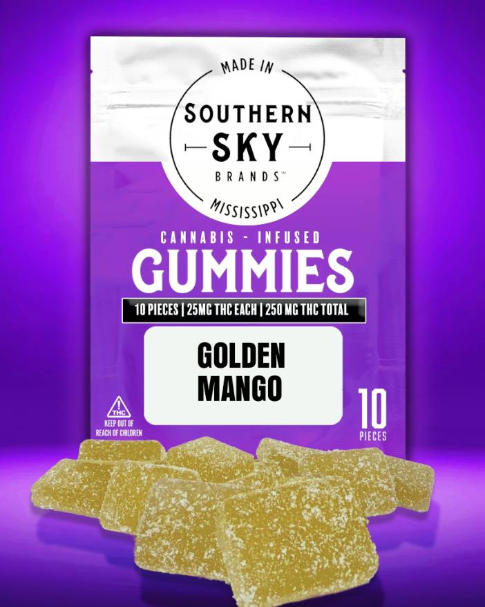 Golden Mango Gummies | 250mg | 10ct | 25mg/ea by Southern Sky Brands