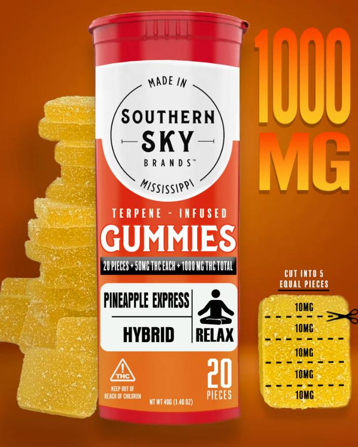 Pineapple Express Terpene Infused Gummies | 1000mg | 20ct | 50mg/ea