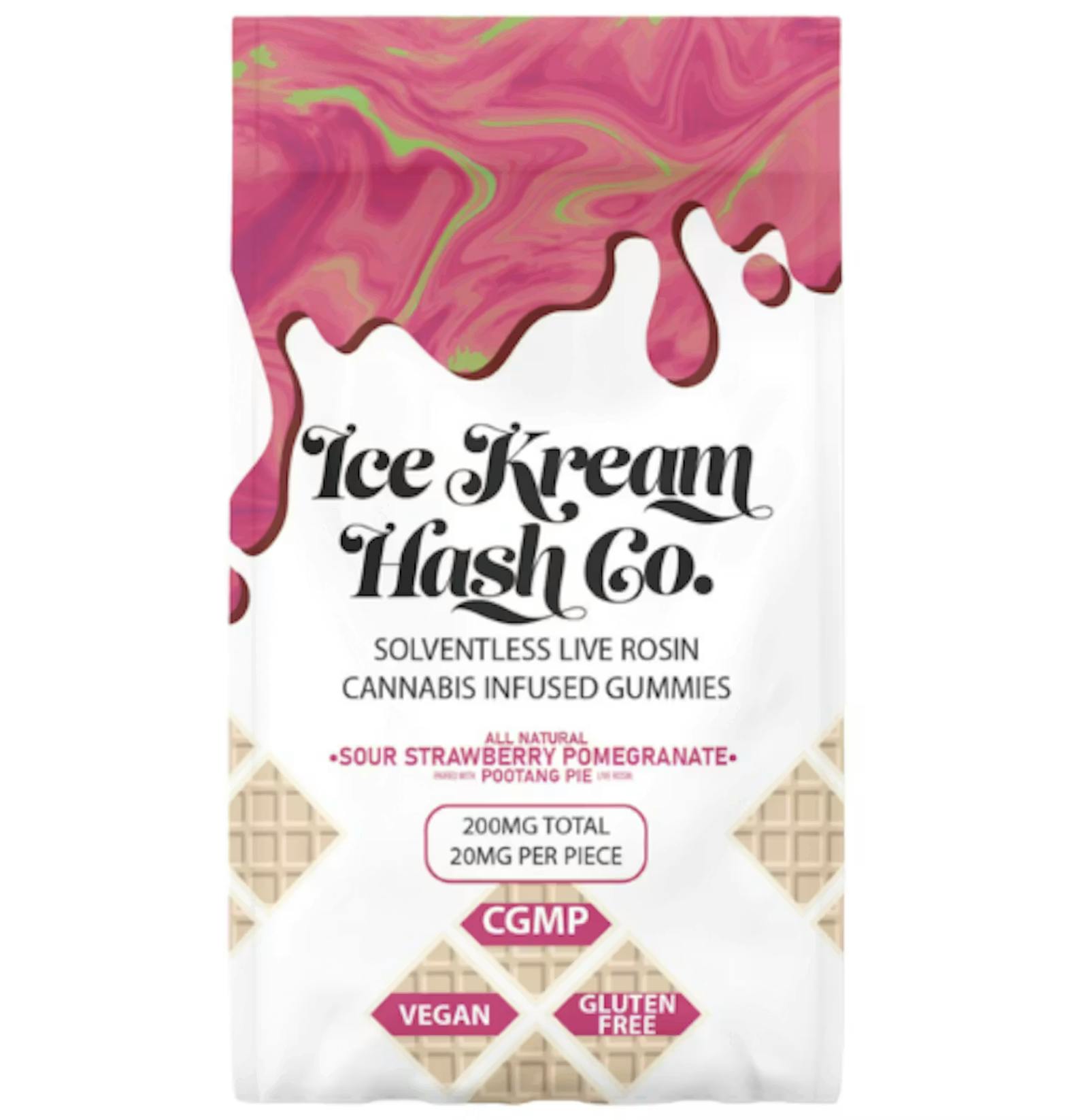 Sour Strawberry Pomegranate Live Rosin Gummies | 200mg | 10ct | 20mg/ea