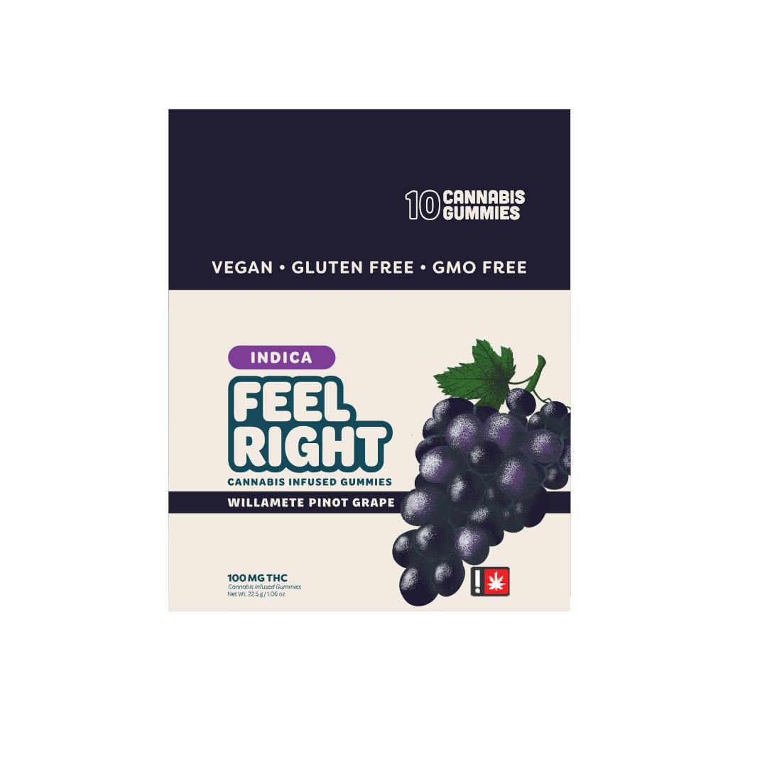 Feel Right - Grape - Indica - 100mg - 1 Pack: Gummies - 100mg/ea