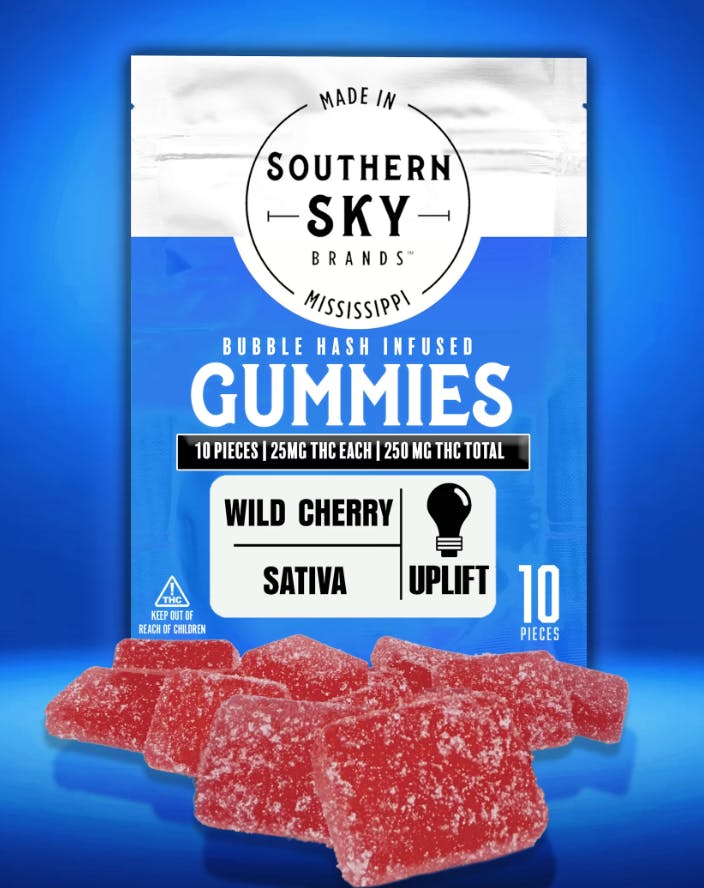 Wild Cherry Bubble Hash Infused Gummies | 250mg | 10ct | 25mg/ea by Southern Sky Brands